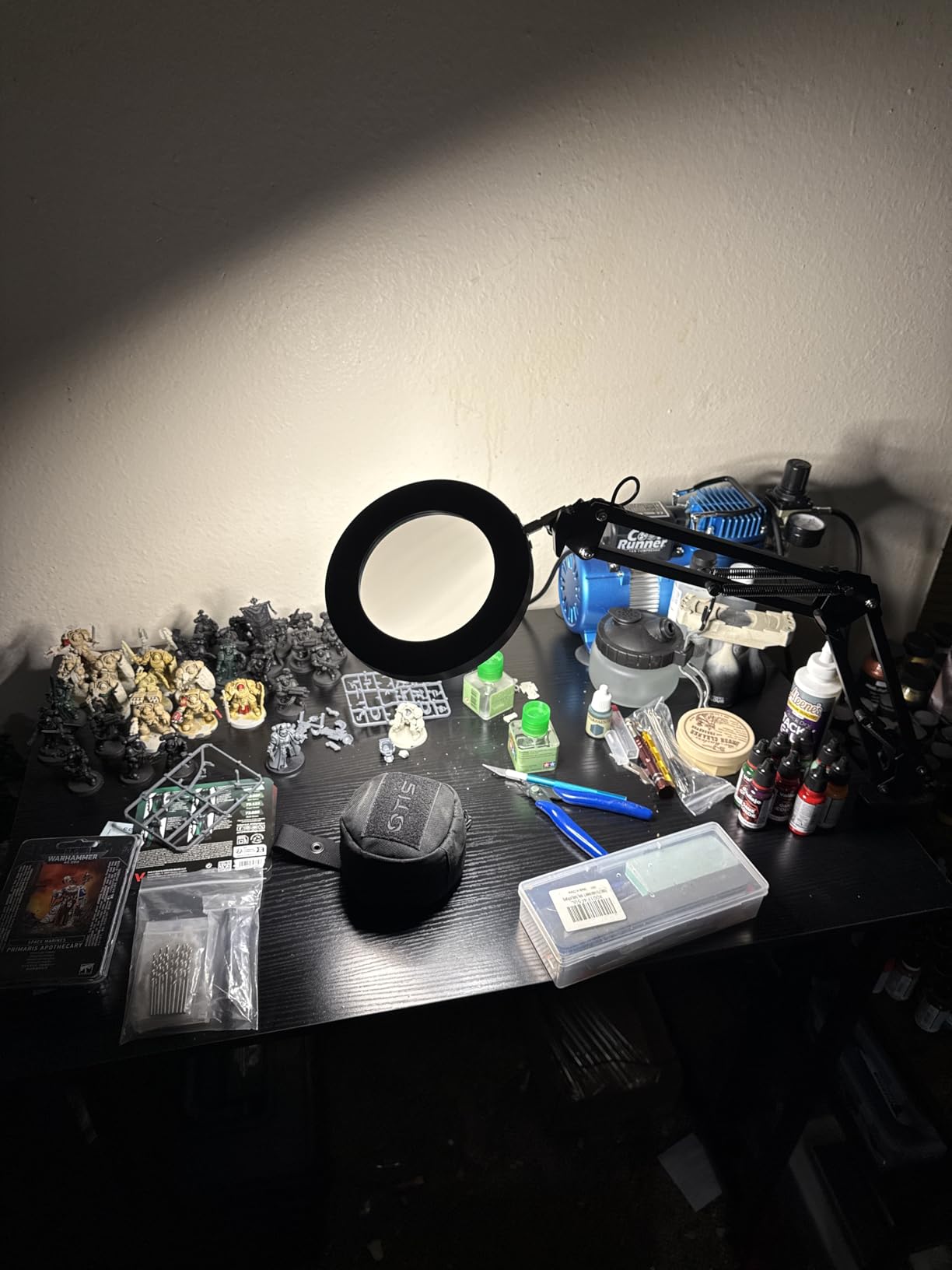 LED Magnifier Desk Lamp with Stand and Clamp, 3 Color Modes & Stepless Dimming 5-Diopter Glass Lens, Adjustable Swivel Arm - Magnifying lamp for Close Work, Repair, Crafts, Reading customer photo 2