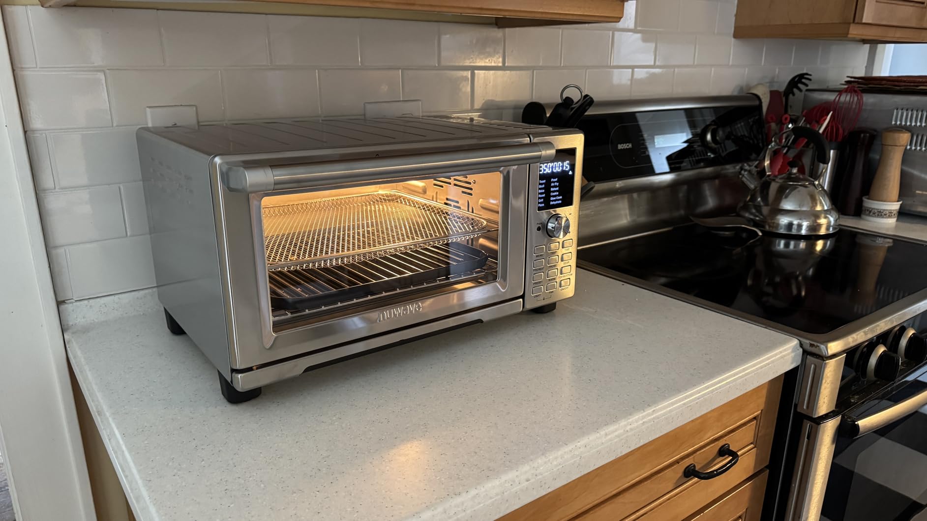 Nuwave Bravo XL Pro Air Fryer Toaster Oven w/Grill Combo, 2026 New System | Ultra-Fast Convection, 35% Crispier, 2X More Even, 142 Presets, 50-500F, Smarter Probe, PFAS Free, 30QT, Stainless Steel customer photo 1