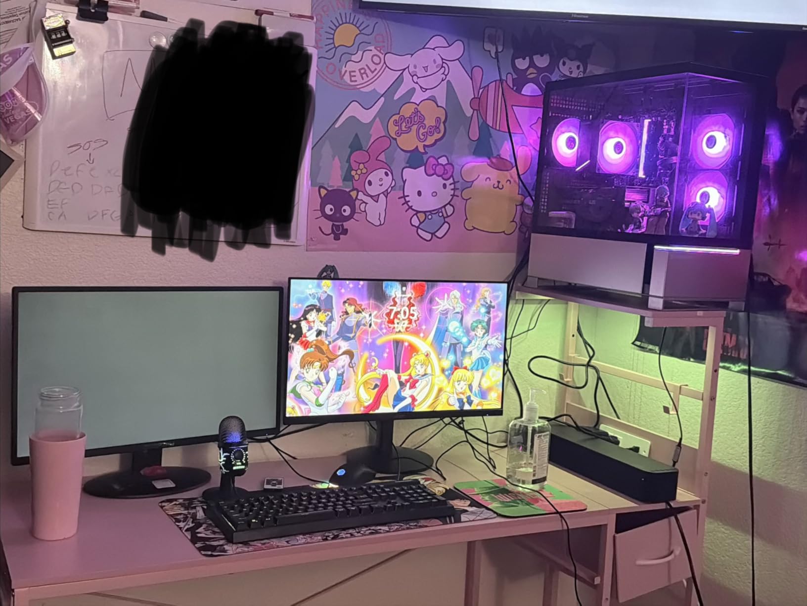 TIQLAB Gaming Desk 40 inch with Power Outlet and LED Light, Computer Desk with Reversible Shelves and Storage Drawer, Small PC Desk for Home Office Table with Bag, Carbon Fiber Black customer photo 1