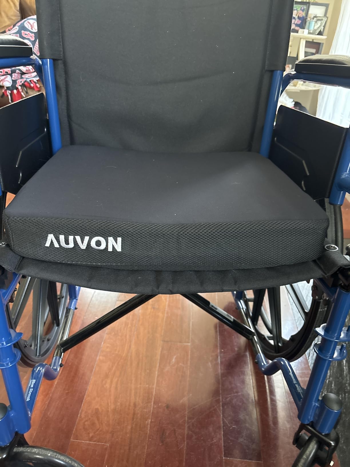 AUVON Cooling Gel Wheelchair Seat Cushion for Sciatica, Back, Pressure Sore and Ulcer Pain Relief, Breathable Memory Foam Chair Cushion with Waterproof Silk Fabric, Removable Strap, Anti-Slip Cover customer photo 2