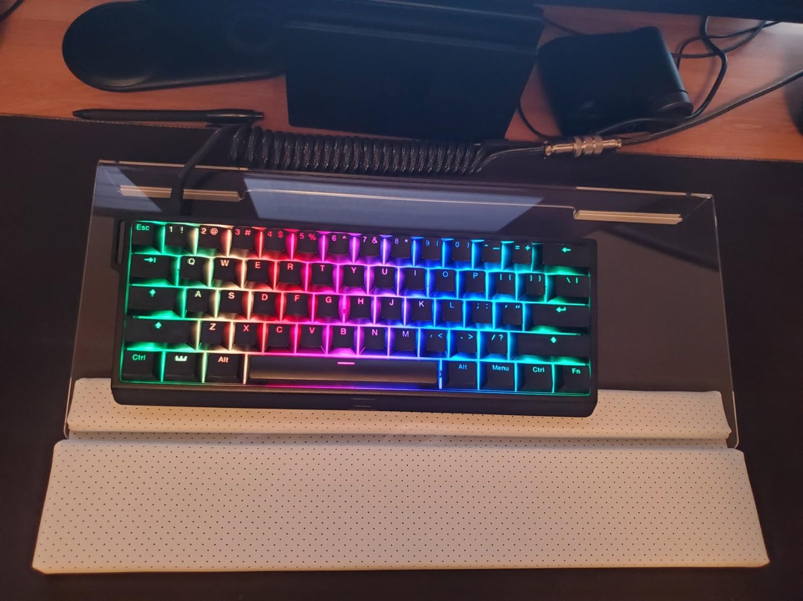 Compact Keyboard Stand w/Silicone Wrist Rest & 3-Level Height Adjustment, Klearlook Acrylic 16.85 x 5.5 inches Space-Saving Computer Keyboard Riser w/Storage Slot for Comfortable Typing - Black customer photo 2