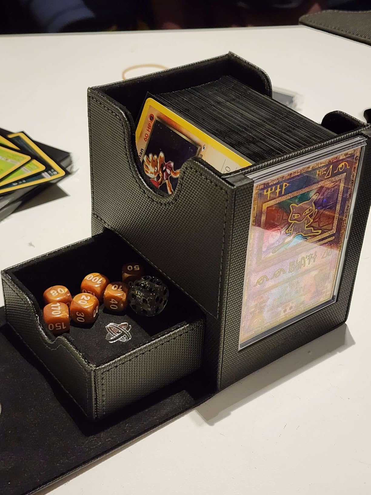 Gamegenic Sidekick Pro 100+ XL Convertible - Premium Deck Box with Secure Card Storage, UV Protected Slide Card Case, Display Top Card, Extra Token Drawer, Magnetic Closure, Blue Color customer photo 1