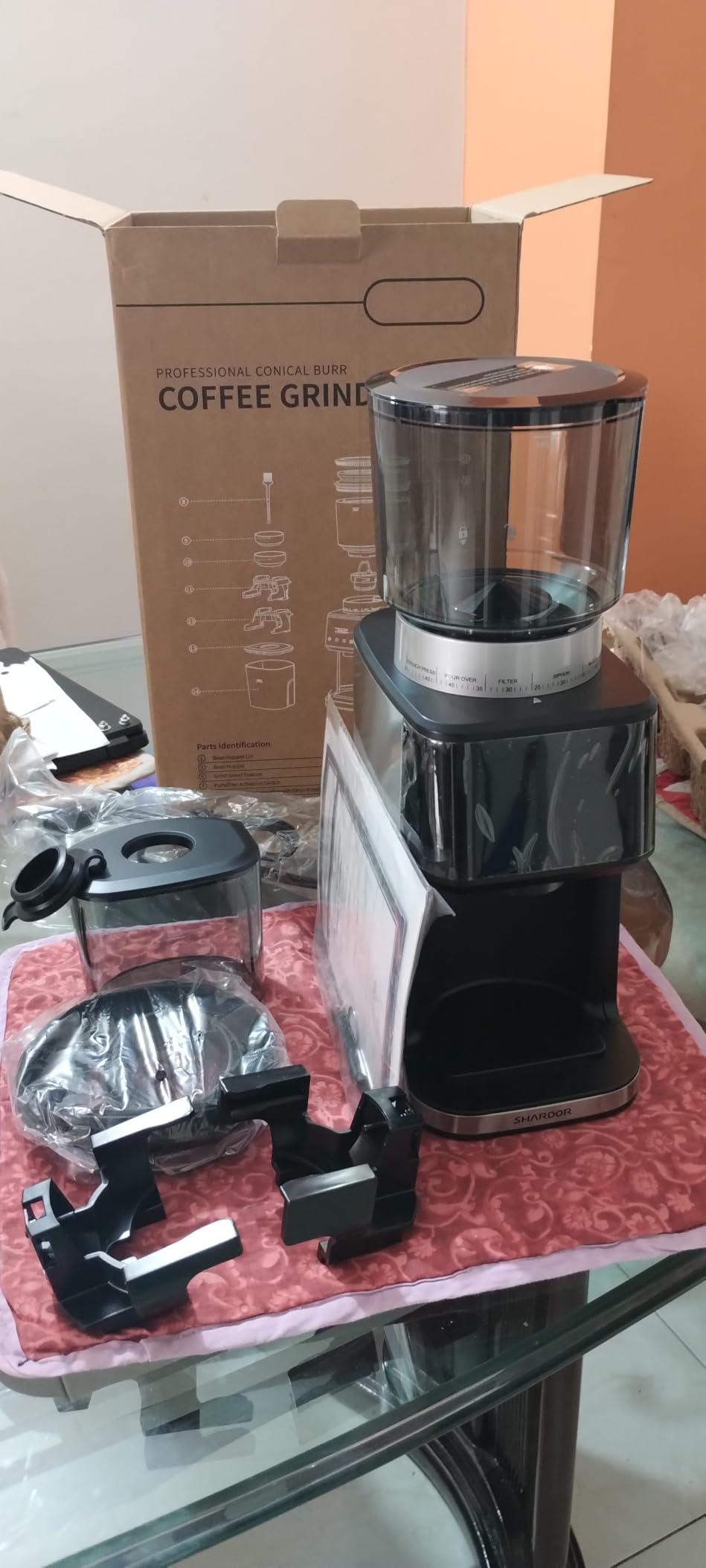 SHARDOR Conical Burr Espresso Coffee Grinder Electric with Precision Timer 2.0, Touchscreen Adjustable Burr Mill with 51 Precise Settings for Home Use, Anti-static, Stainless Steel customer photo 2