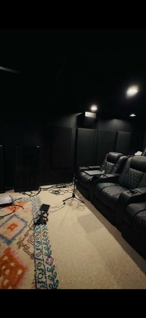 UMIACOUSTICS 4 PCS Acoustic Panels with Hanging Bracket, 2 Thick Fiberglass Sound Proof Panels Removable for Studios, Office, Home Theater Ceiling or Wall- Black customer photo 1