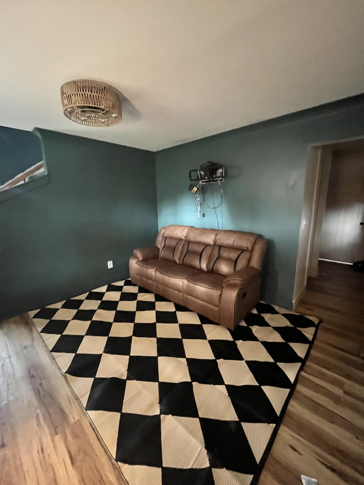 EBELLO Faux Leather Manual Loveseat Recliner, 2 Seat Reclining Sofa Chair with Center Console, Hidden Storage and Cup Holders, Daul Recliner for Living Room, Meeting Room, Brown (Loveseat) customer photo 2