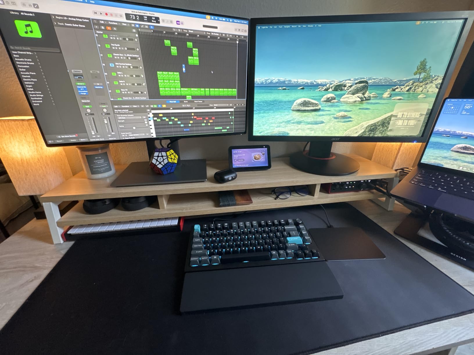 Fenge Dual Monitor Stand for Desk, 42.5in Large Monitor Riser for 2 Monitors, 2 Tier Computer Office Desk Top Shelf, Desktop Storage Stand for Laptop, PC, Computer, Printer customer photo 1