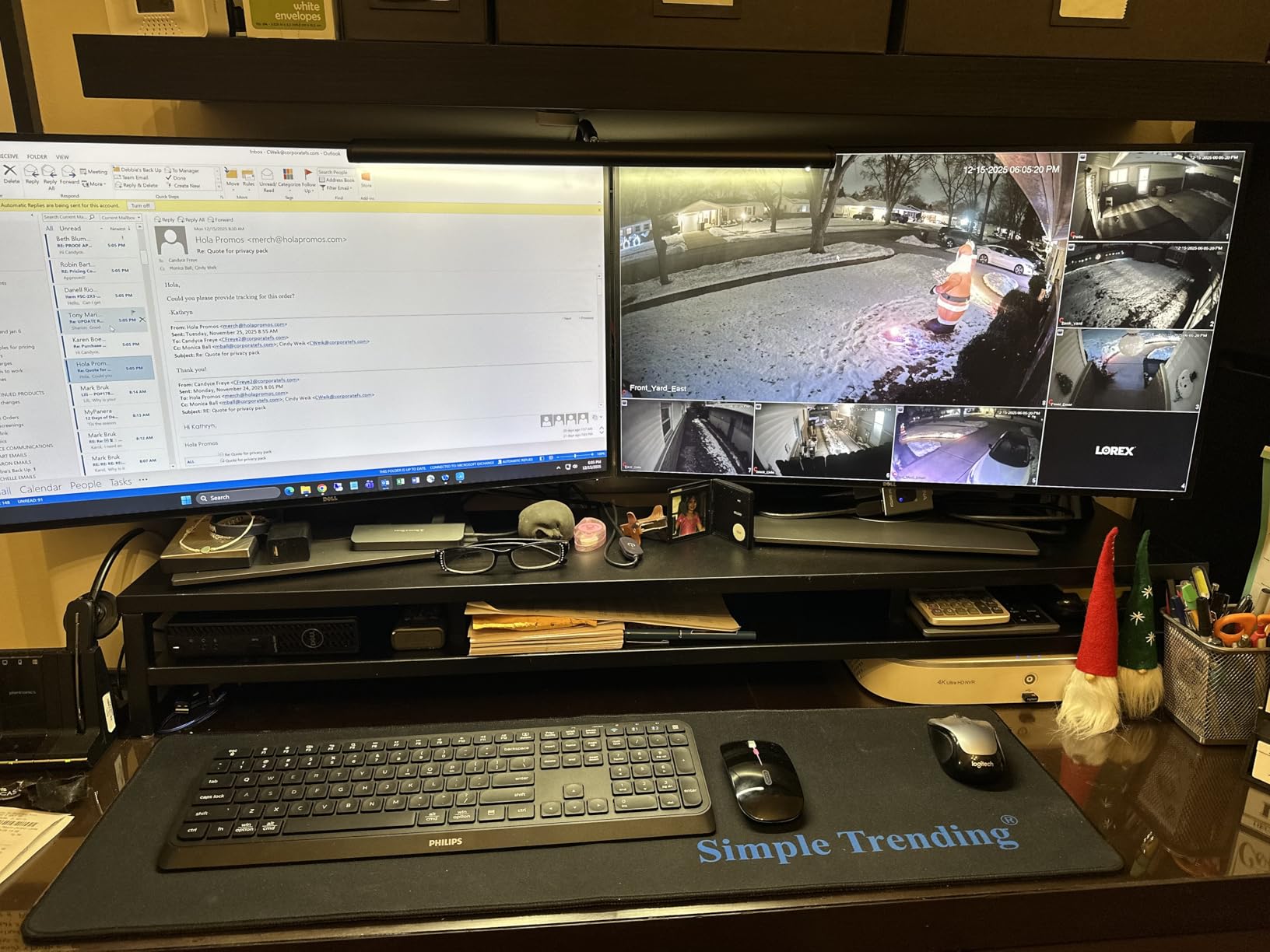 Fenge Dual Monitor Stand for Desk, 42.5in Large Monitor Riser for 2 Monitors, 2 Tier Computer Office Desk Top Shelf, Desktop Storage Stand for Laptop, PC, Computer, Printer customer photo 2