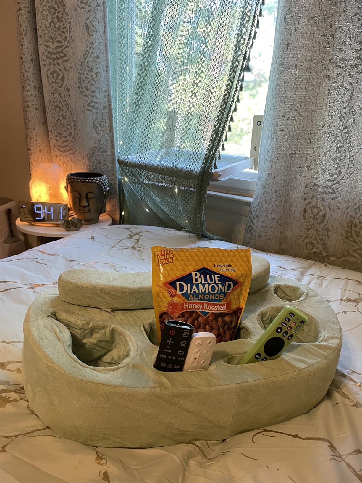 Couch Cup Holder Pillow Tray with 6 Slots, Gaming Pillow Couch Cupholder Tray with Armrest Cushion, Couch Caddy & Buddy with Drink, Controller, Remote, Phone Holder, Gaming Snack Holder customer photo 2