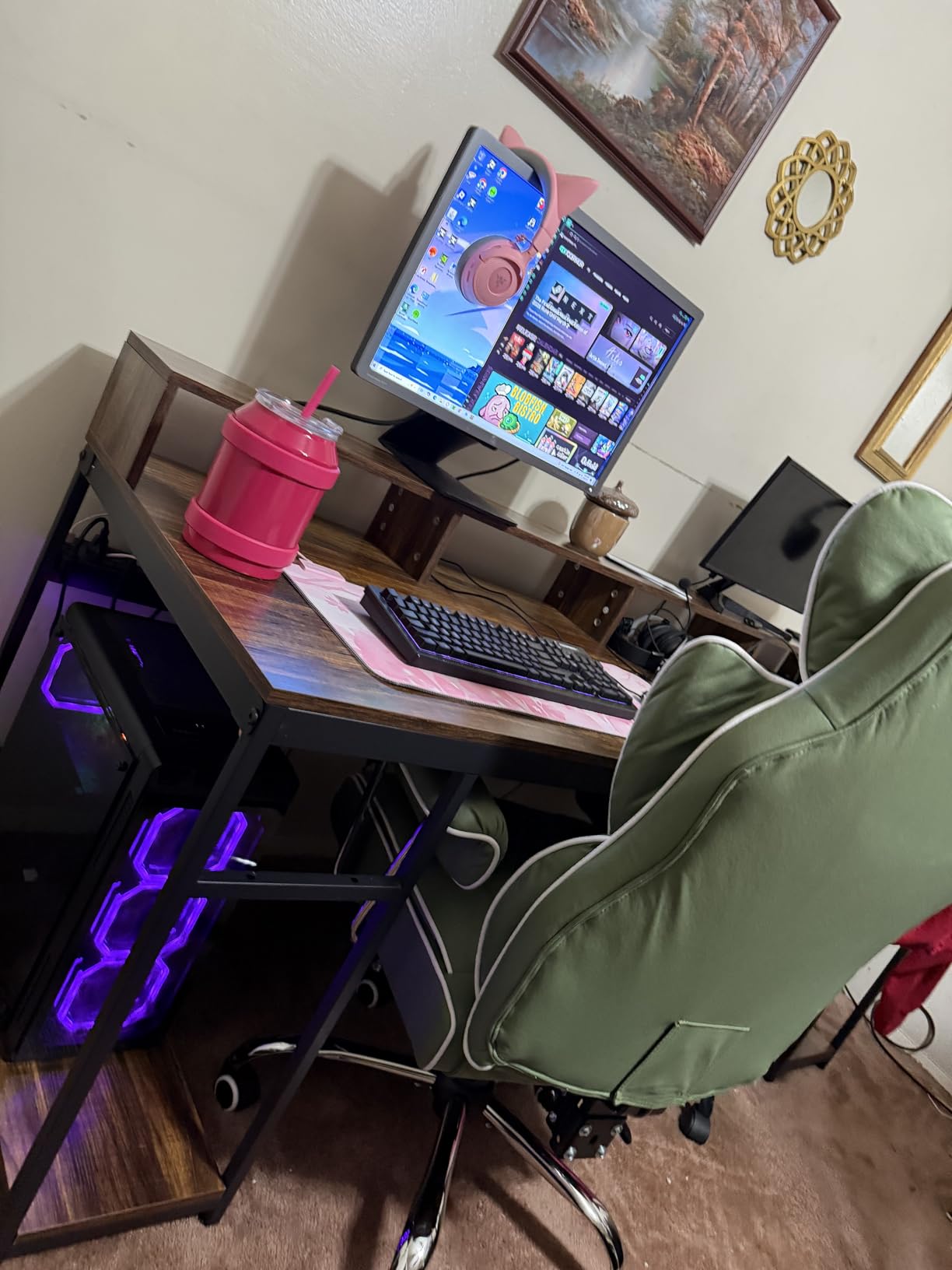 Tribesigns Two Person Desk with Monitor Stand, 78.74