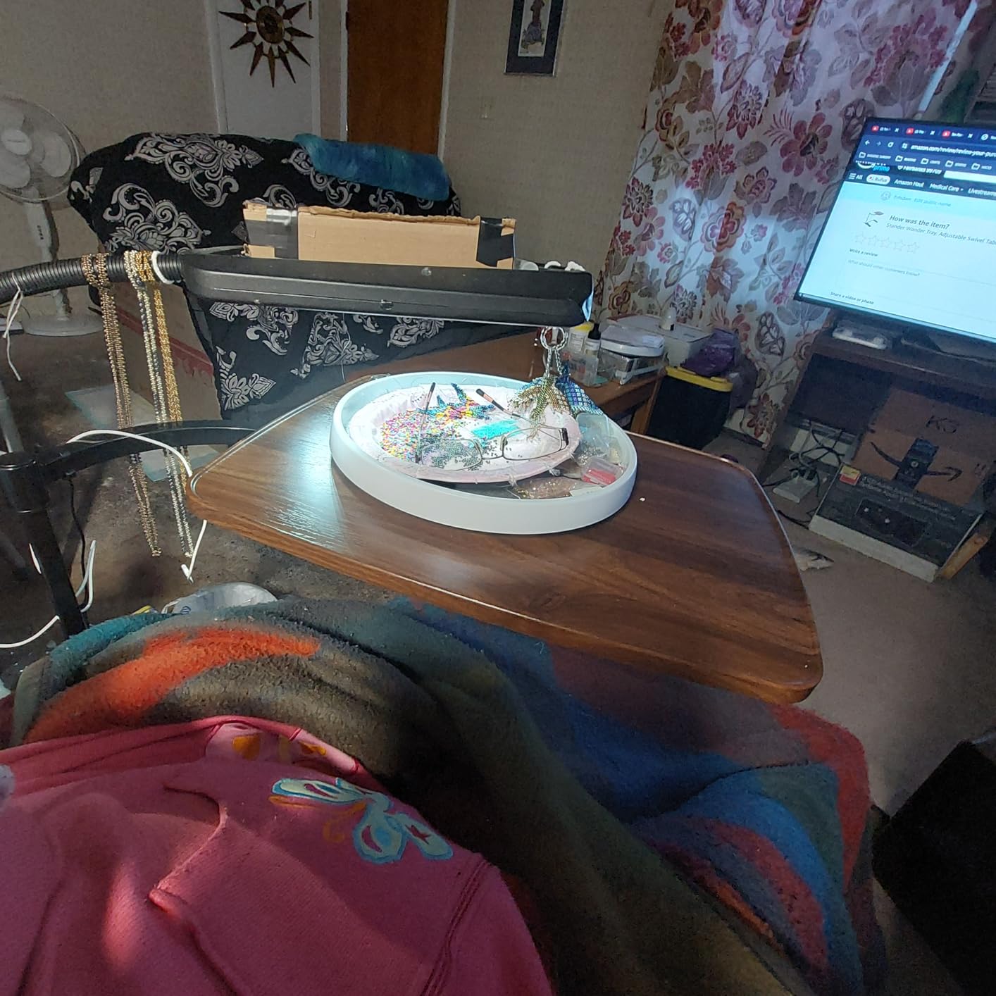 Stander Wonder Tray, Adjustable Swivel Table, Extra-Large Computer Stand, Couch Desk & Gaming Bench, TV-Trays for Eating on Couches, Chairs, Recliners with Laptop Wedges and Cup Holder, XL, Black customer photo 1