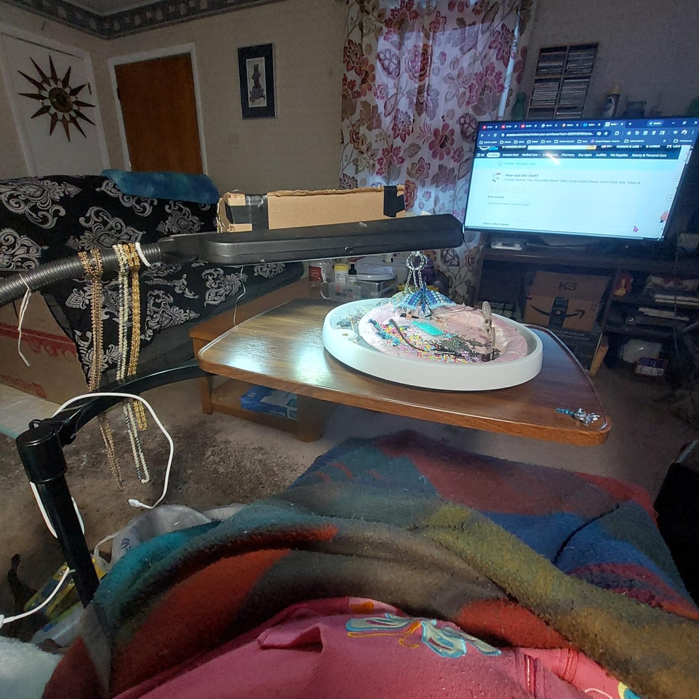 Stander Wonder Tray, Adjustable Swivel Table, Extra-Large Computer Stand, Couch Desk & Gaming Bench, TV-Trays for Eating on Couches, Chairs, Recliners with Laptop Wedges and Cup Holder, XL, Black customer photo 2