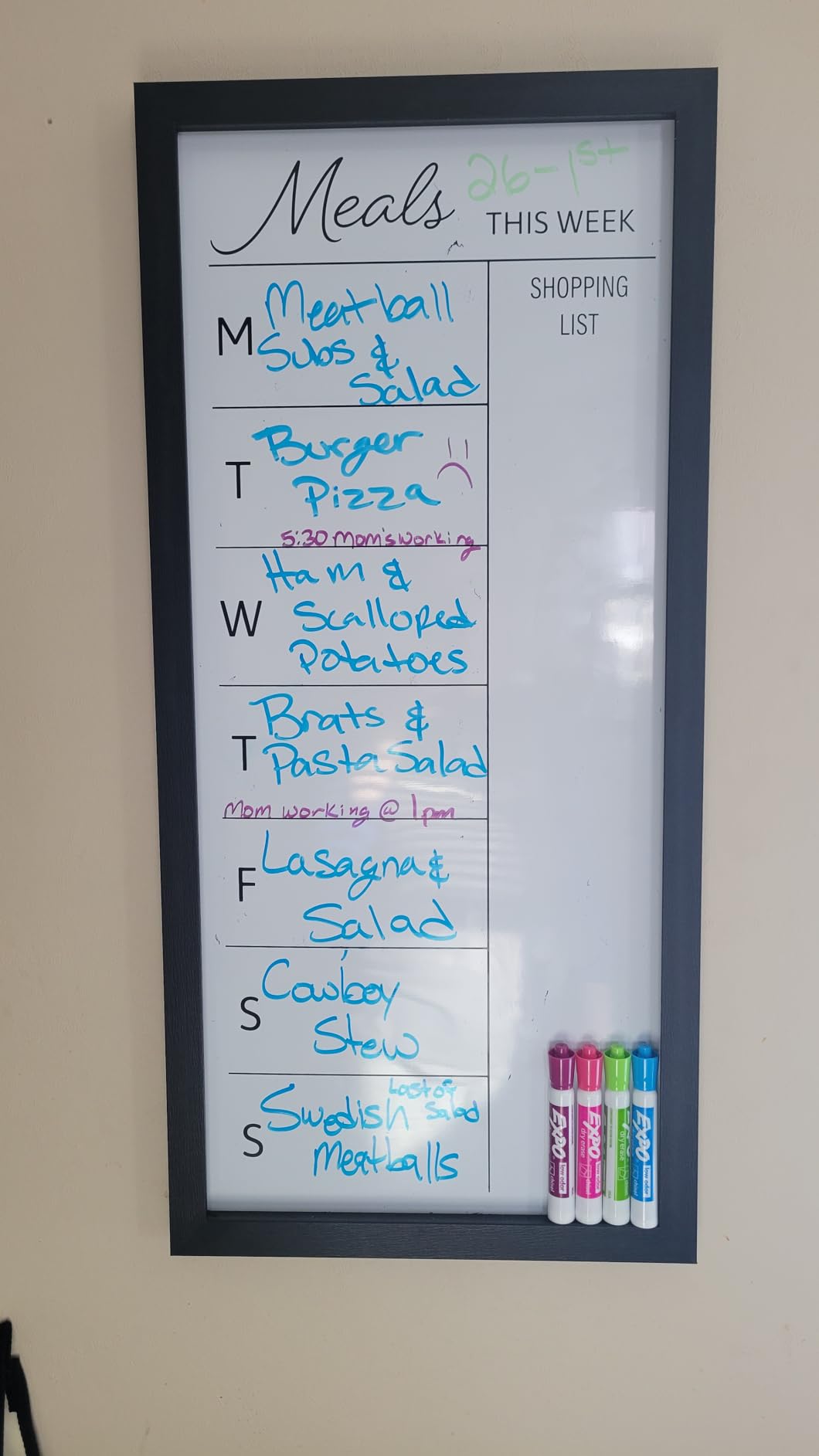 MCS Dry Erase Weekly Planner 11x24 Walnut Framed Calander Whiteboard for Wall, Plan Your Week with Family Weekly Planner for Dinners, Sports, Events & More customer photo 1