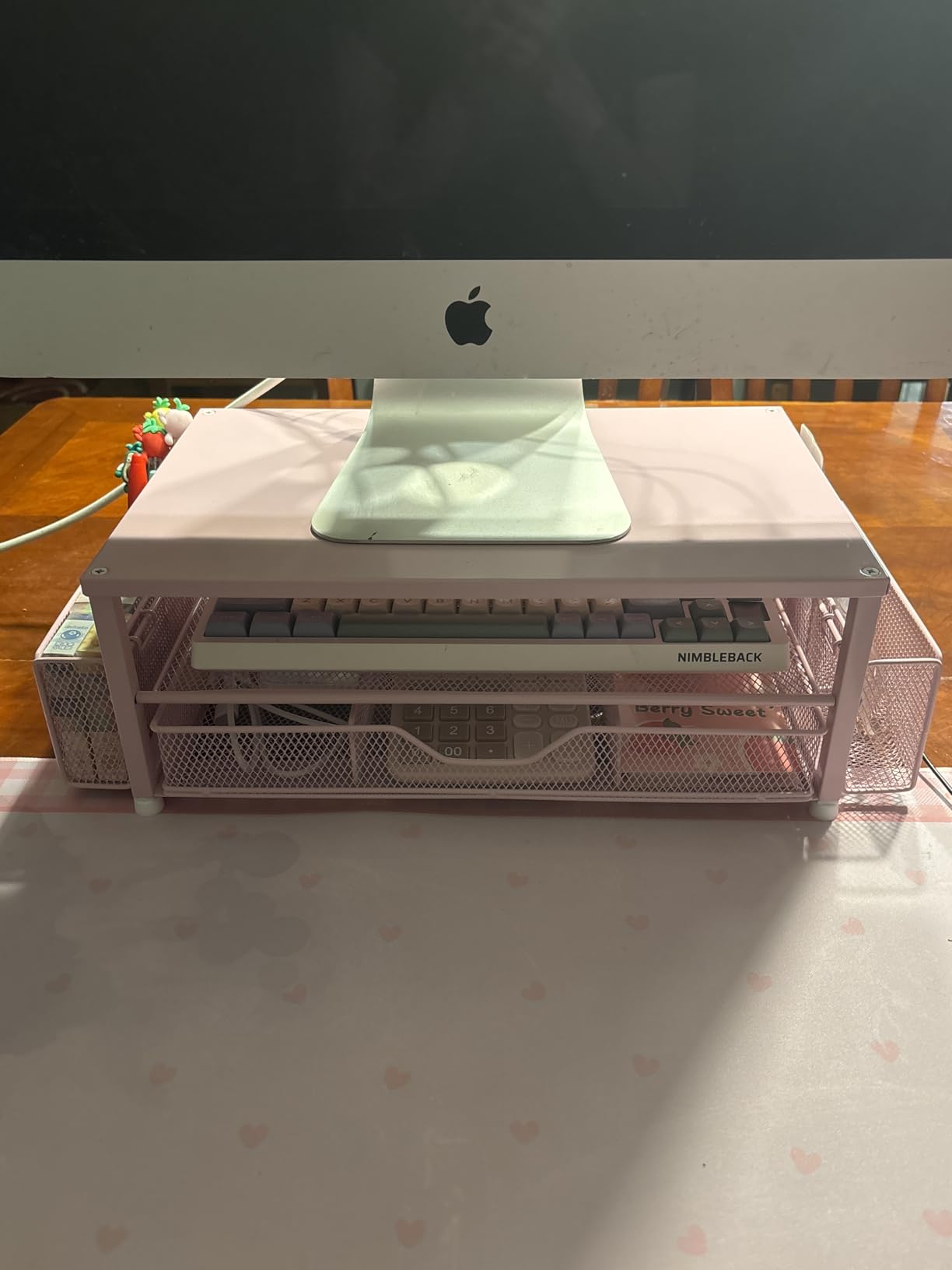 OPNICE Desk Organizer and Accessories, 2-Tier Computer Monitor Stand Riser with Drawer and 2 Pen Holders, Laptop Stand, Office Desk Accessories for Office Supplies, Black customer photo 1