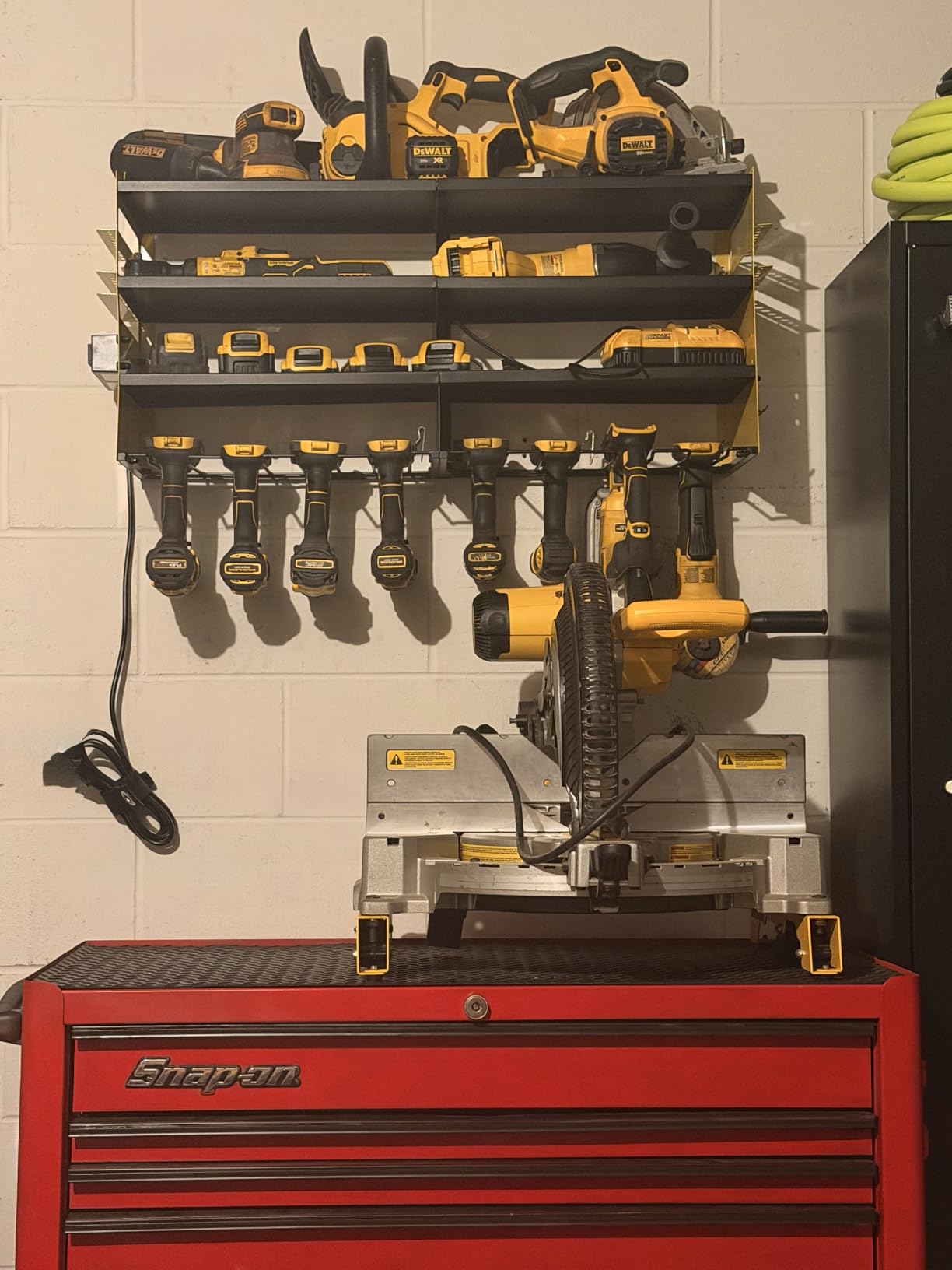 Large Power Tool Organizer Wall Mount with Charging Station,4 Layer Heavy Duty Metal Tool Storage Rack Loads 600lbs with 8 Cordless Drill Holder,Battery Utility Rack Loads with 4 Power Strip customer photo 2