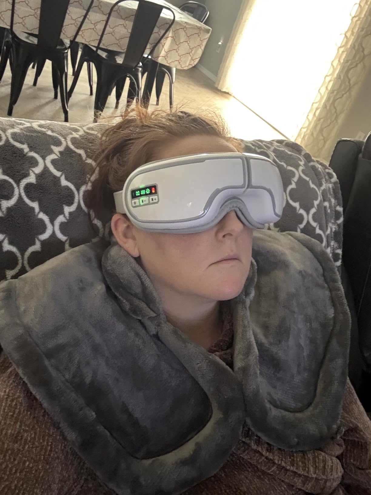 Eye Massager with Heat, Music, Compression, Adjustable Sleep Mask Massage Holiday Birthday Gifts for Women Men, Eye Massager for Migraine Reduce Stye Eye, Eye Strain Relief, Improve Sleep customer photo 1