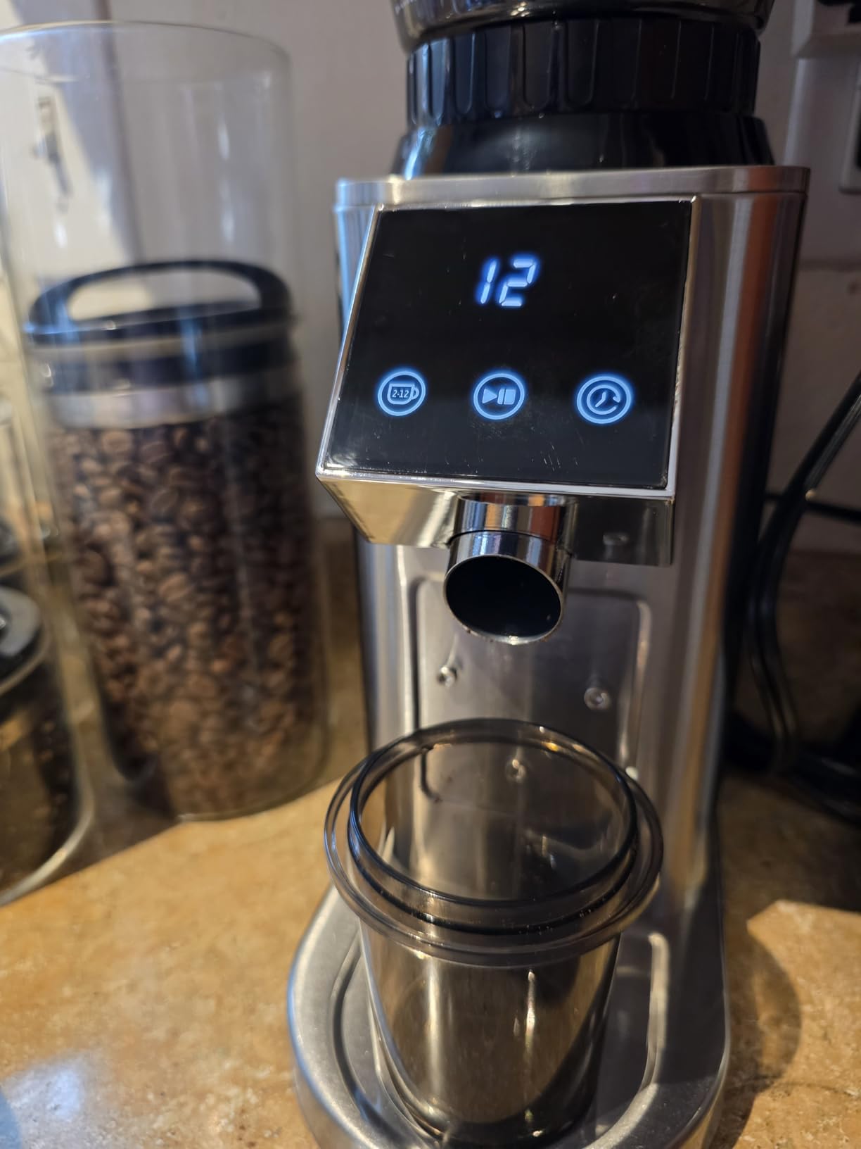 Tuni G1 Conical Burr Coffee Grinder, 48 Grind Settings Anti-static Burr Mill, Precision Electronic Timer and LED Touchscreen for Espresso/Drip/Cold Brew/French Press, Stainless Steel, Silver customer photo 1
