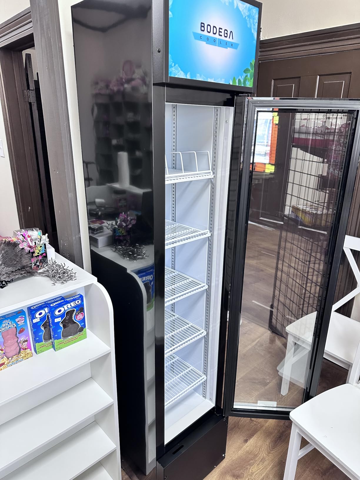 BODEGACOOLER Commercial Merchandiser Refrigerator, 2 Glass Door Display Refrigerator, 27.02 Cu.Ft Upright Beverage Display Cooler with Soft LED Light, Adjustable Shelves, 4 Strong Castors(Black) customer photo 1