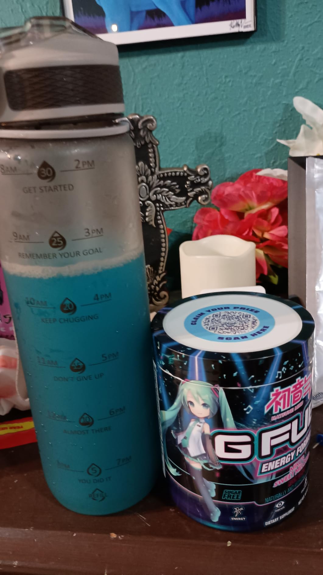 G Fuel Sweet Melodies Hatsune Miku Energy Drink Powder, Pre Workout Caffeine Mix for Gaming, Sugar Free Focus Amino, Vitamin + Antioxidants, 9.9oz (Rock Candy, 40 Servings) customer photo 2