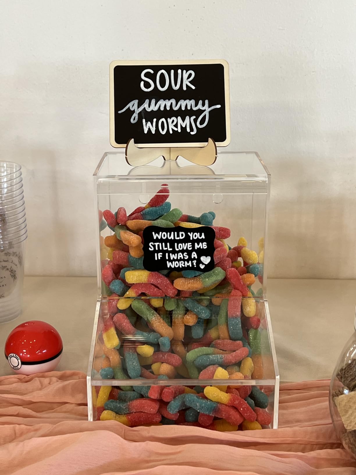 Candy Dispenser - Bulk Acrylic Storage Holder with Two Lids for Countertop or Wall Mount - Store Chocolate, Treats, Sweets, and Snacks (1) customer photo 1