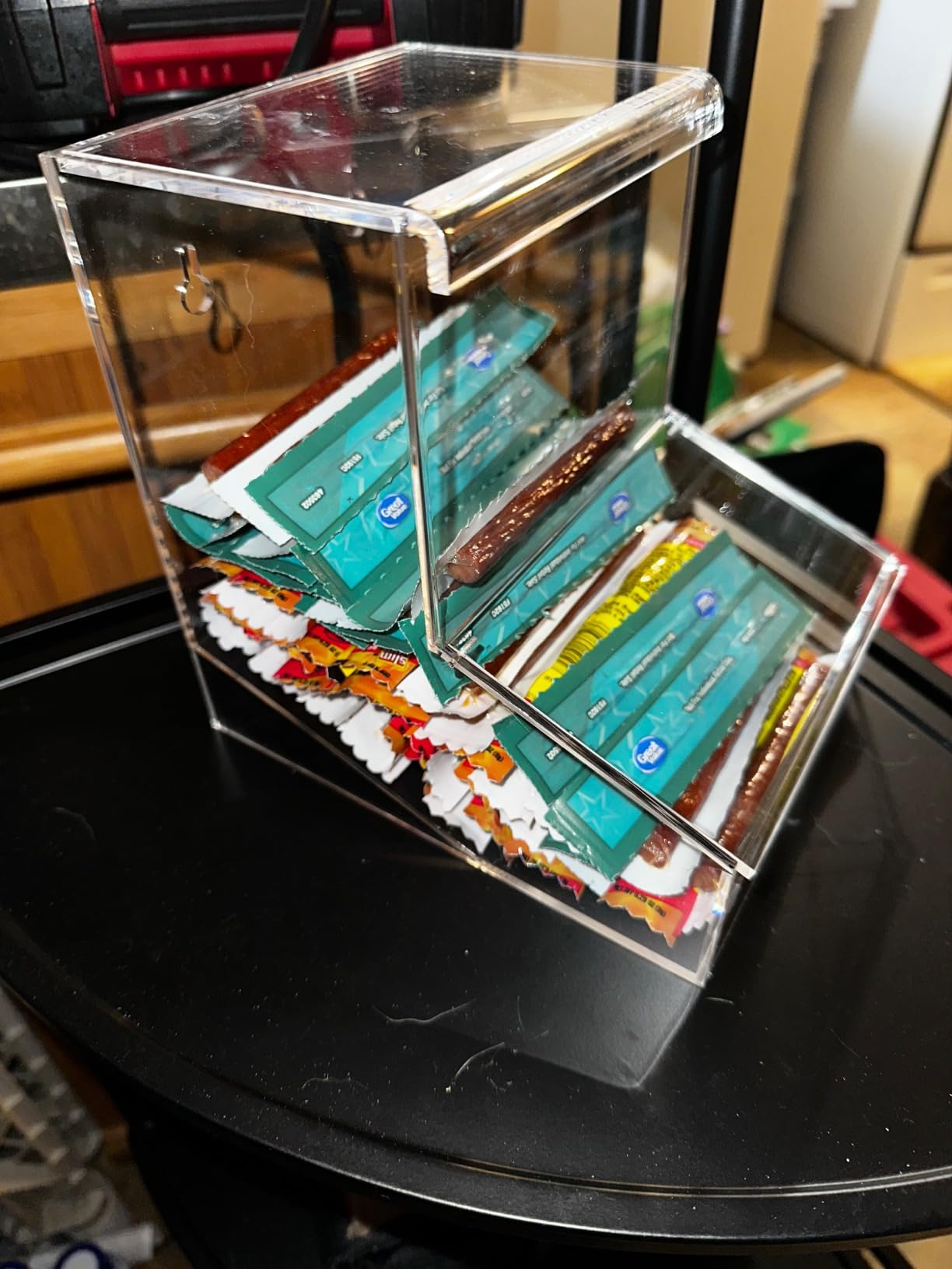 Candy Dispenser - Bulk Acrylic Storage Holder with Two Lids for Countertop or Wall Mount - Store Chocolate, Treats, Sweets, and Snacks (1) customer photo 2