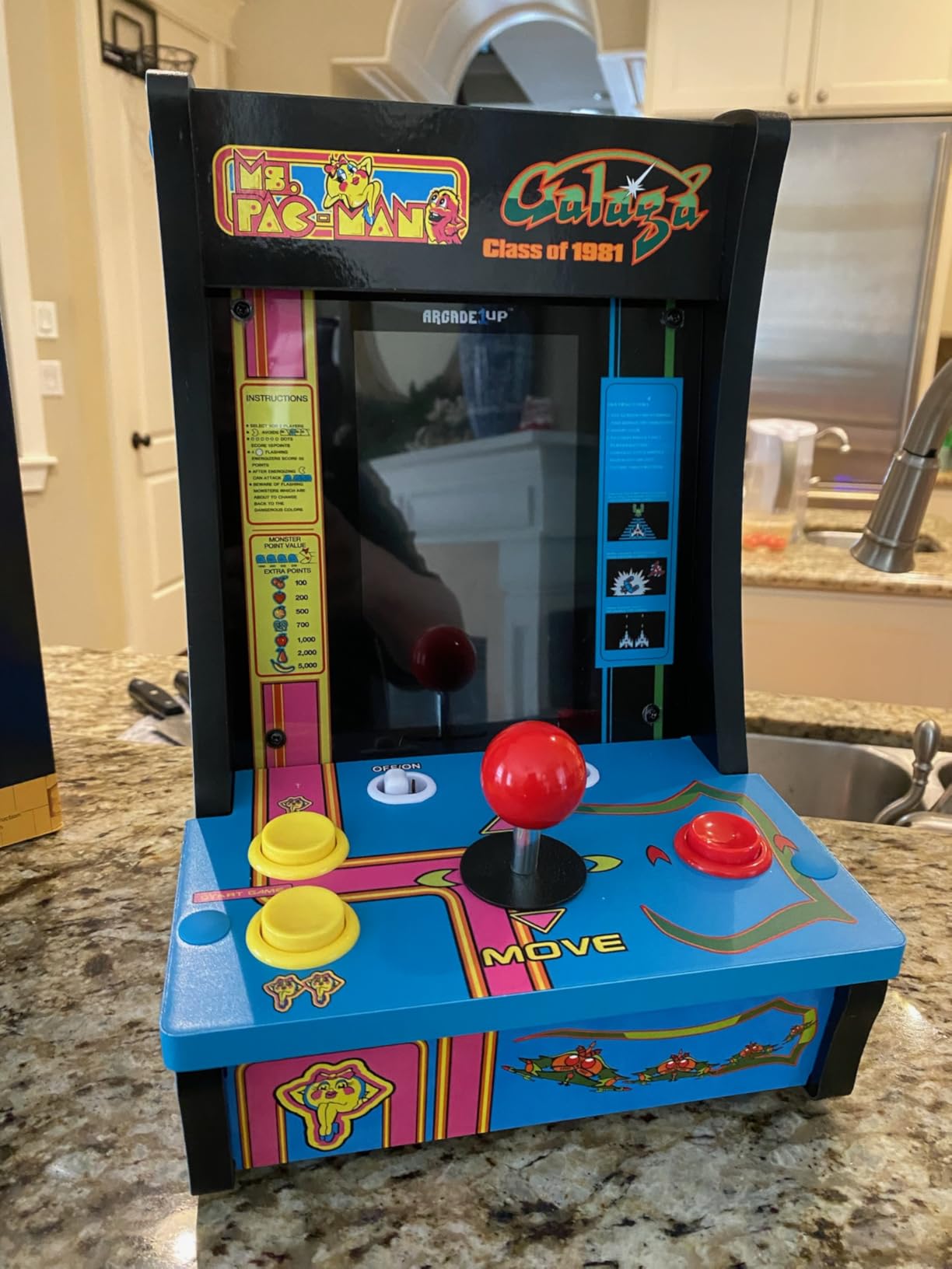 Arcade1Up Class of '81 Ms. PAC-Man/Galaga Countercade - 3 Classic Games, 7-inch Screen customer photo 1