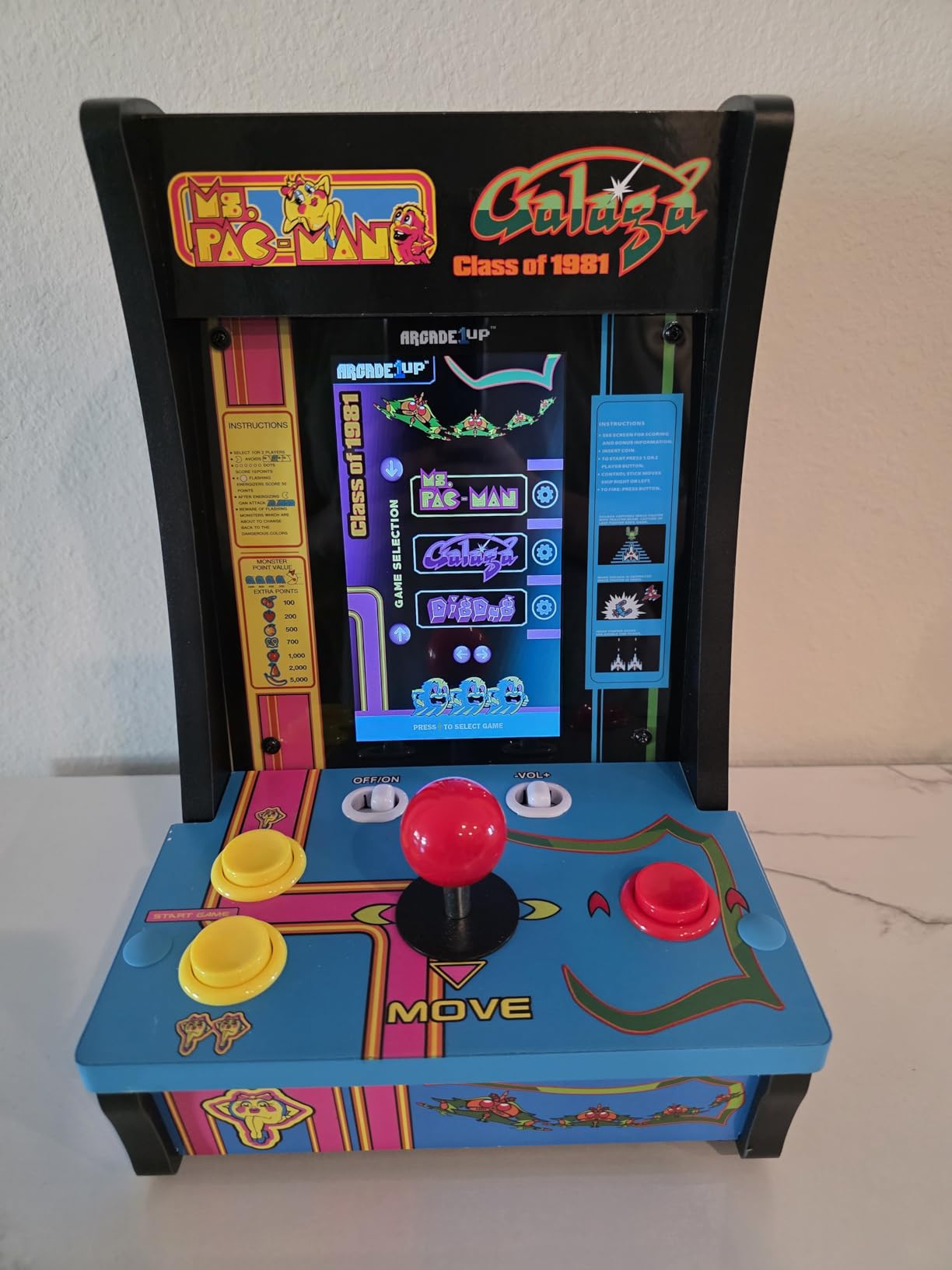Arcade1Up Class of '81 Ms. PAC-Man/Galaga Countercade - 3 Classic Games, 7-inch Screen customer photo 2