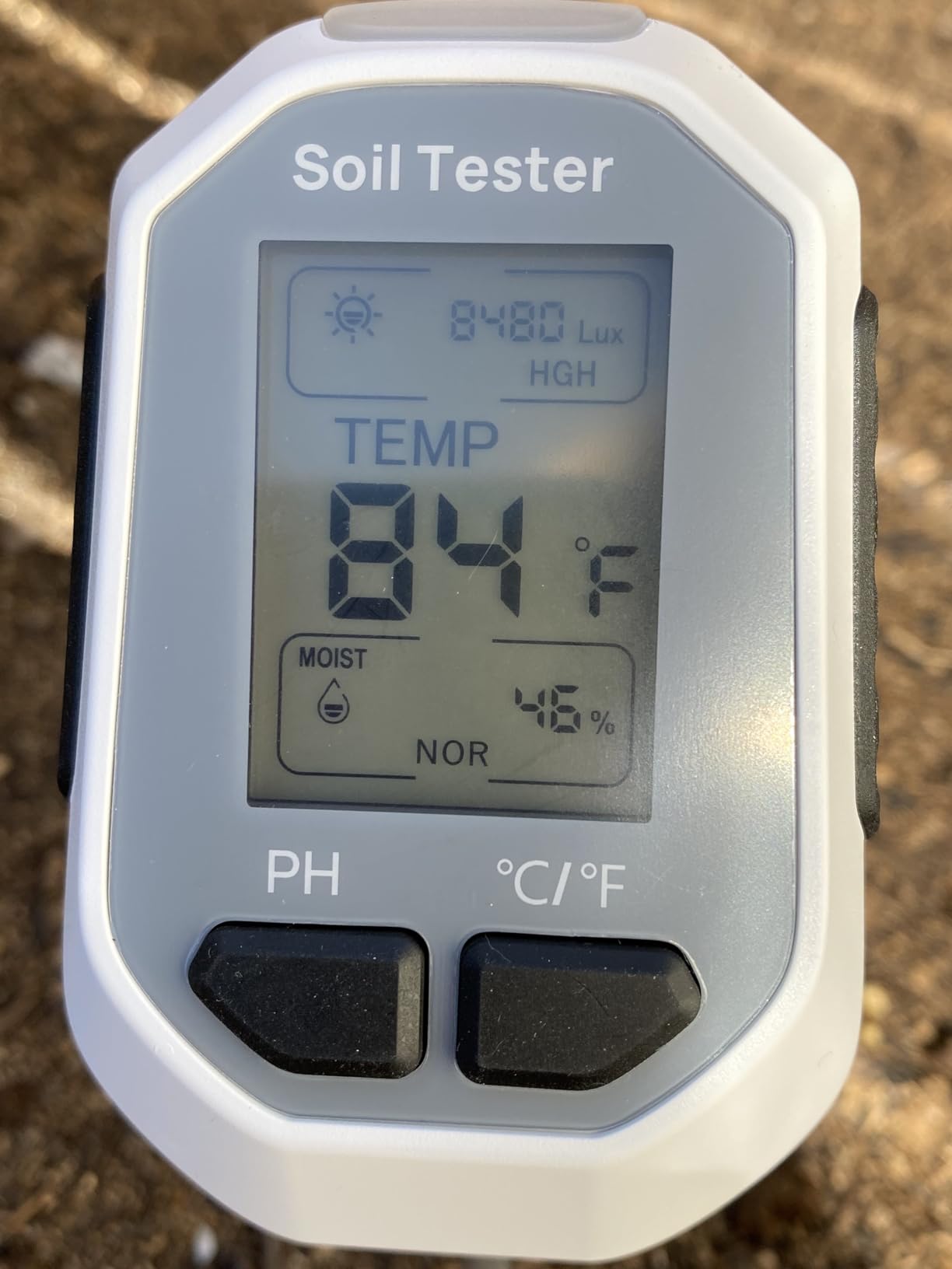 4-in-1 Soil Moisture Meter, Digital Plant Temperature/Soil Moisture Test & PH Meter/Sunlight Intensity, Backlight LCD Display for Gardening, Farming and Outdoor Plants customer photo 2