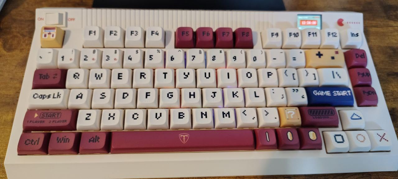 RisoPhy PC423 Wireless Creamy Keyboard with Screen & Knob, 75% 2.4G/Bluetooth/USB-C Gasket RGB Mechanical Keyboard, Hot Swappable, Five-Layer Padding & Pre-lubed Linear Switch, Retro Red and White customer photo 1