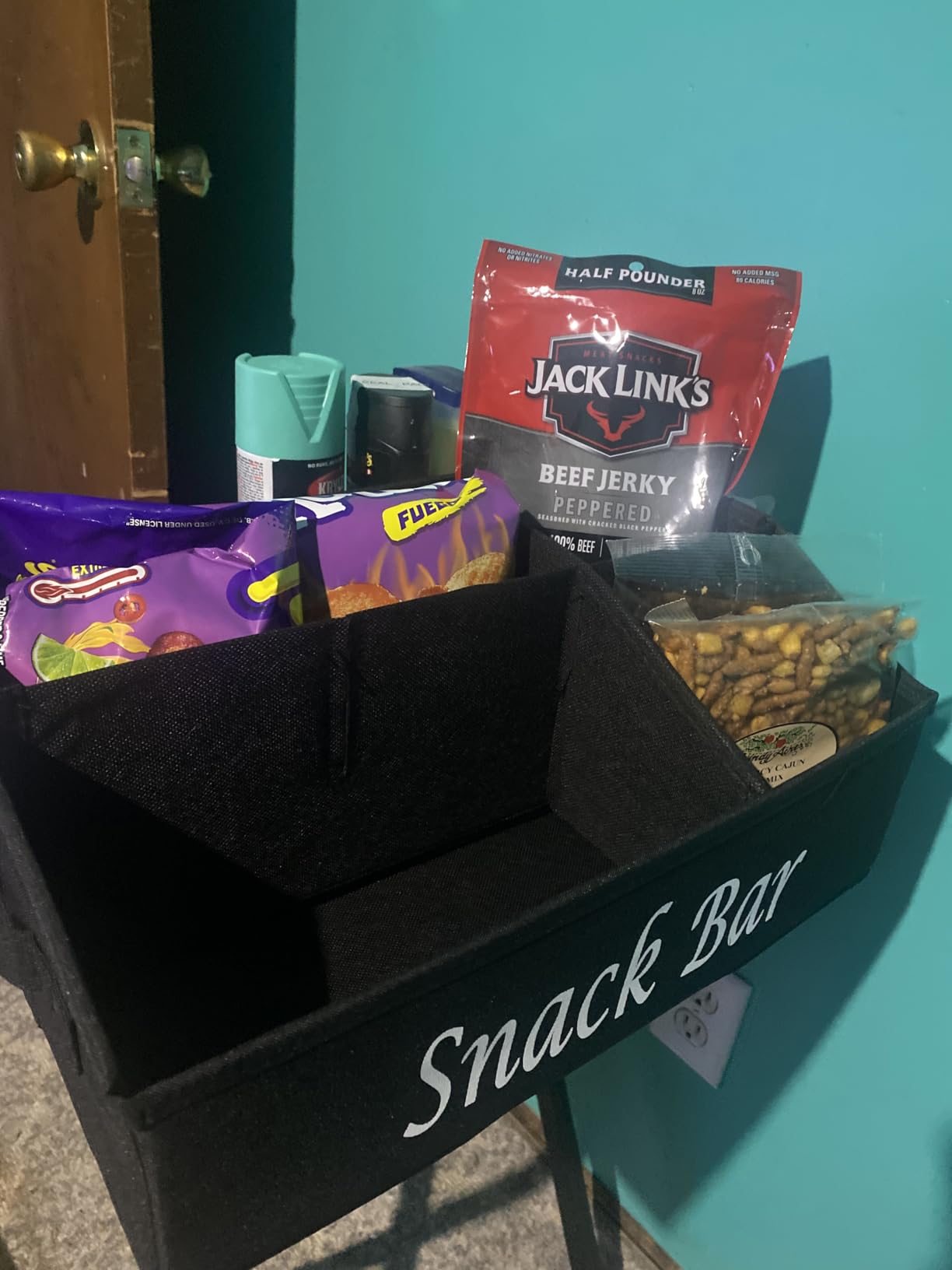 Snack Organizer for Countertop, Fabric Snack Bar Station with Handles, 6 Compartment Container, Black 【Patent Pending】 customer photo 1