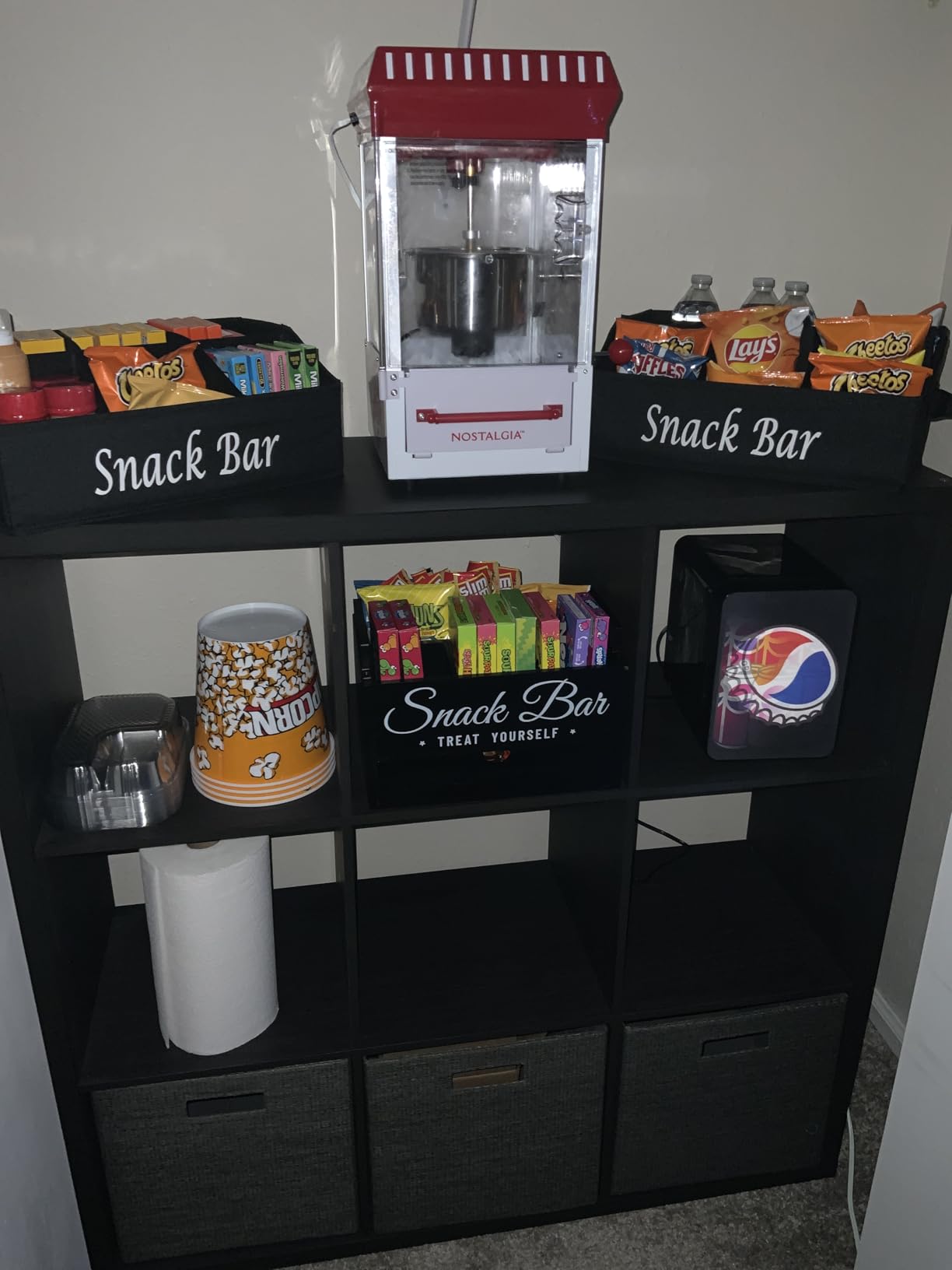Snack Organizer for Countertop, Fabric Snack Bar Station with Handles, 6 Compartment Container, Black 【Patent Pending】 customer photo 2