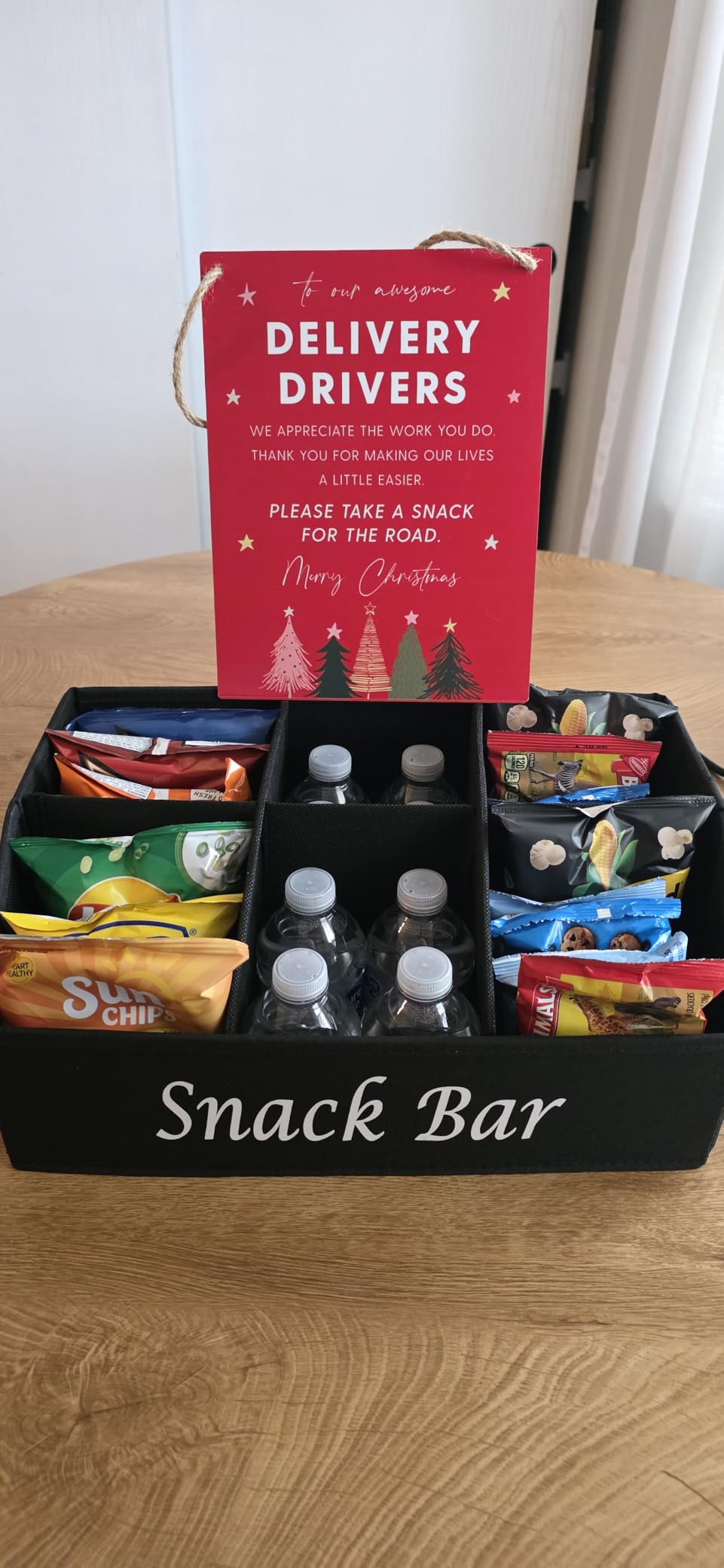 Snack Organizer for Countertop, Fabric Snack Bar Station with Handles, 6 Compartment Container, Black 【Patent Pending】 customer photo 3