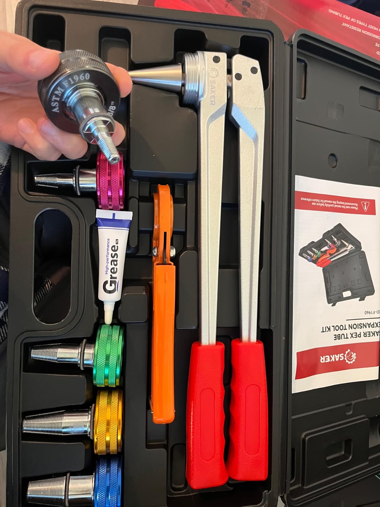 Saker PEX Tube Expansion Tool Kit | PEX-A Expansion Tool with 1/2'', 3/4'',1'', 3/8'', 5/8''Expansion Heads | Mannual Expander Tool Kit SD-F1960 Standard PEX Coupling customer photo 2