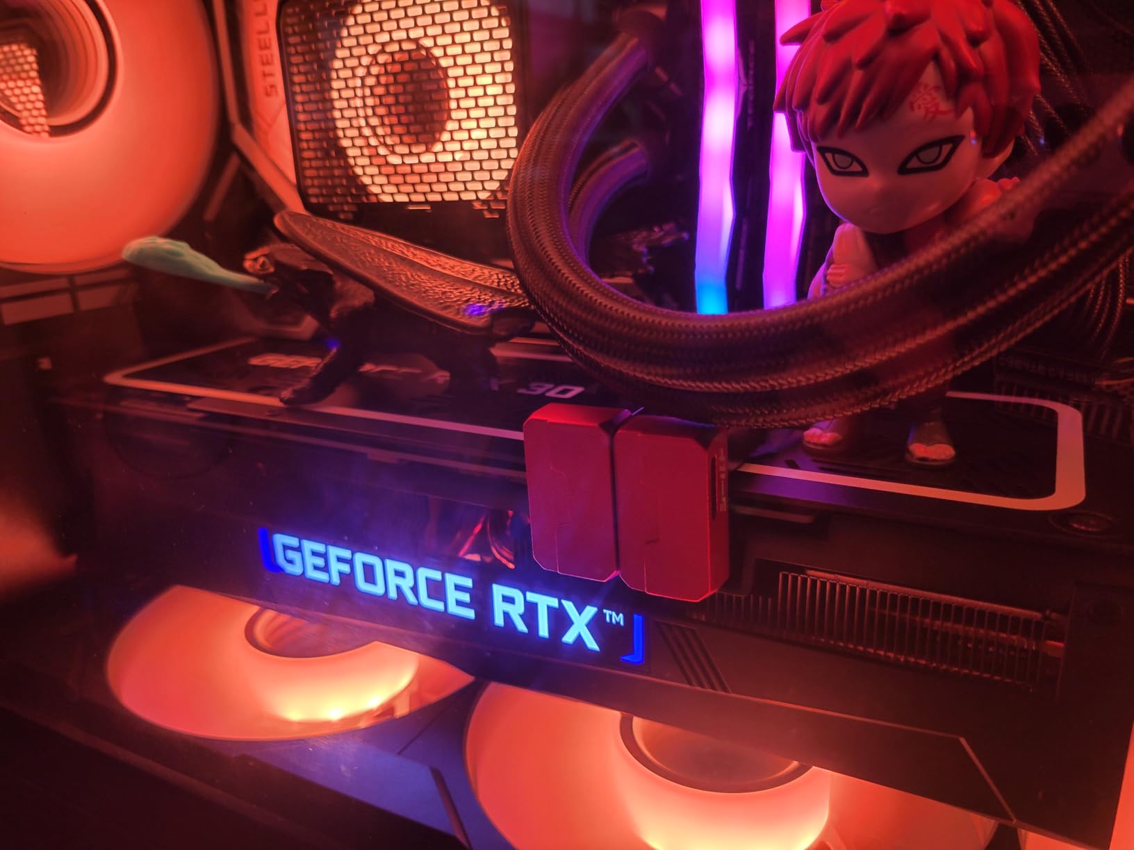 Shield Series 8-Pin PCIe GPU Power Adapter,180-Degree U-Turn Angled Connector, Aluminum Design for Graphics Cards - Standard Type,Red-2 Pack customer photo 2