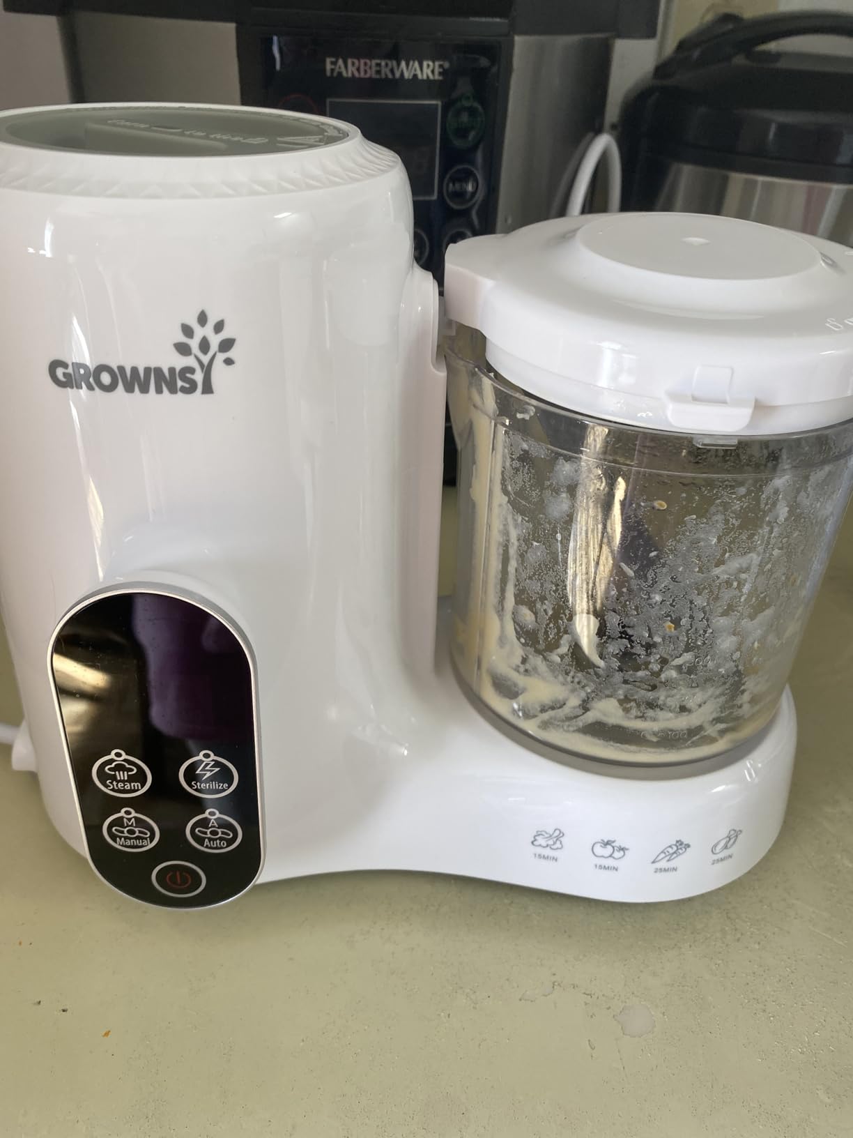 Grownsy Baby Food Maker with Steam Basket, One Step Baby Food Processor Steamer Puree Blender Grinder Mills Machine, Auto Cooking Grinding and Sterili-zing for Healthy Homemade Baby Food, BPA-Free customer photo 2