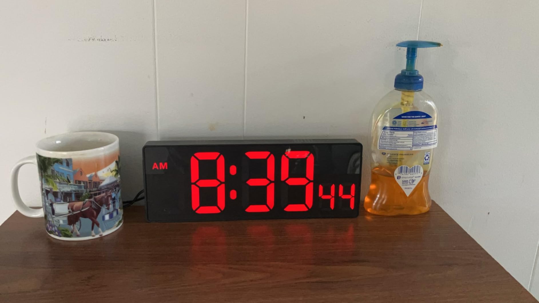 Soobest Large LED Digital Wall Clock 8 RGB Color Changing Display, Corded Plug in Electric Digital Clock with Seconds for Living Room Bedroom Desk Table Office, 5 Dimmers, Auto DST, 10 Inches customer photo 1