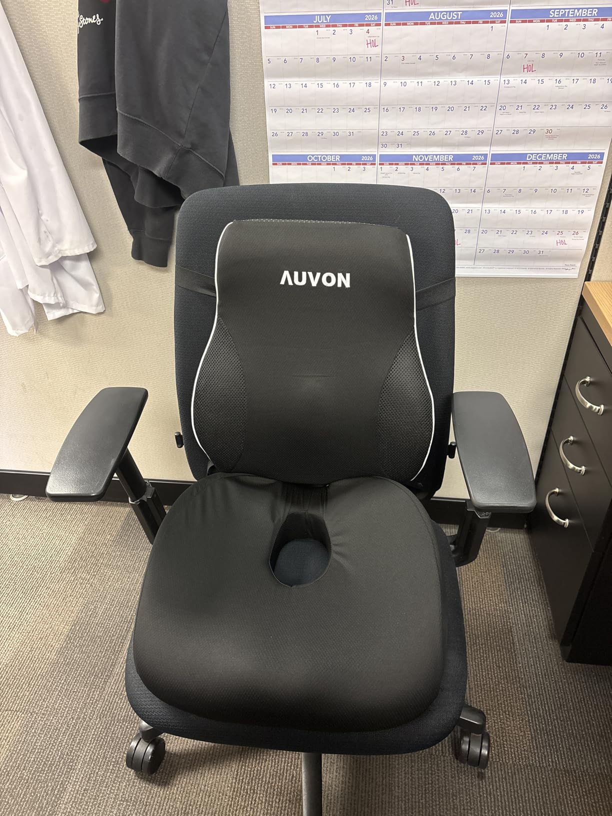 AUVON Lumbar Support Pillow for Office Chair with Patented Bulge for Lower Back Support, Ergonomic Office Home Essentials Improve Posture, Memory Foam Chair Cushion with Straps for Home, Office, Car customer photo 1