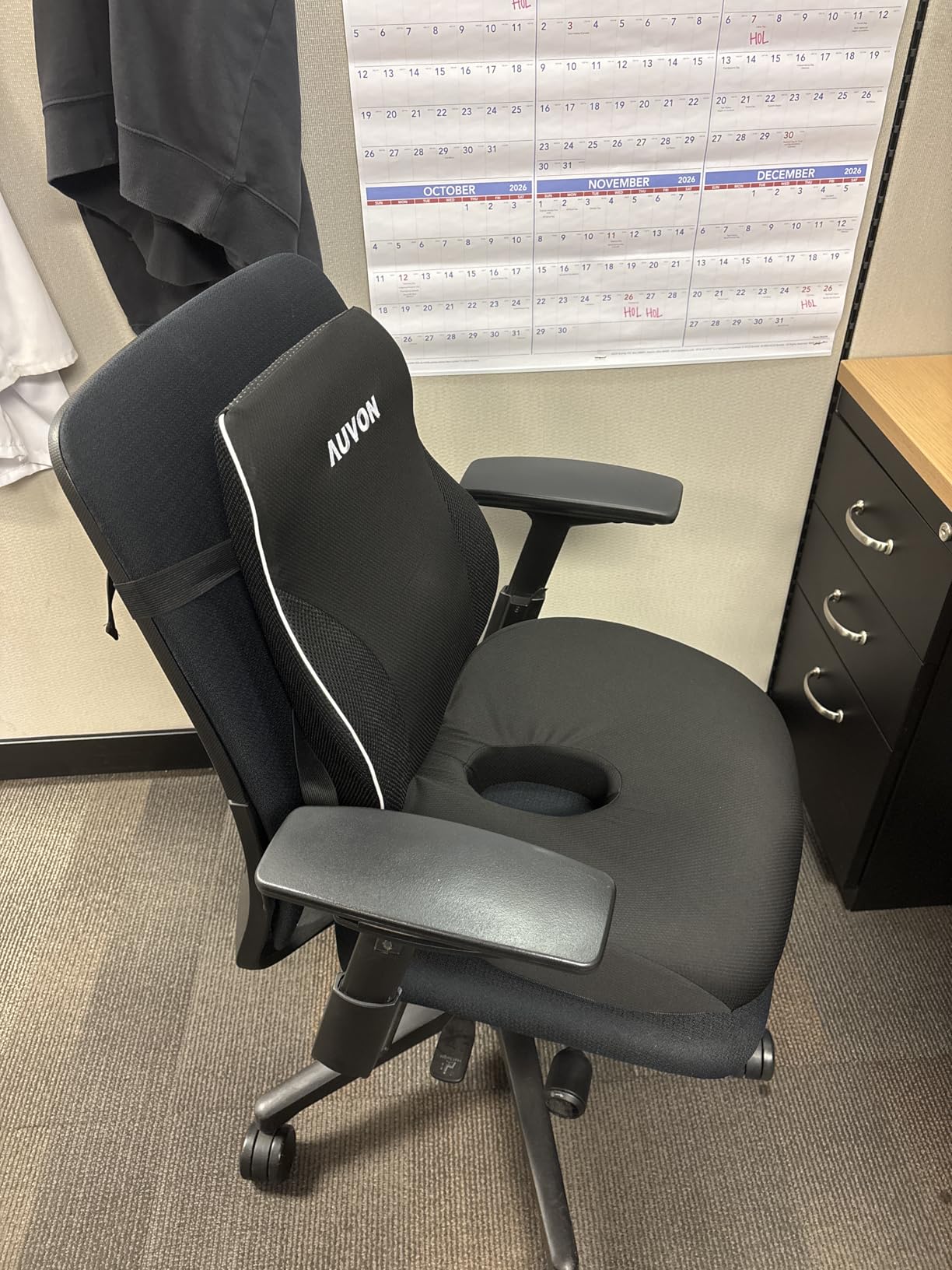 AUVON Lumbar Support Pillow for Office Chair with Patented Bulge for Lower Back Support, Ergonomic Office Home Essentials Improve Posture, Memory Foam Chair Cushion with Straps for Home, Office, Car customer photo 2