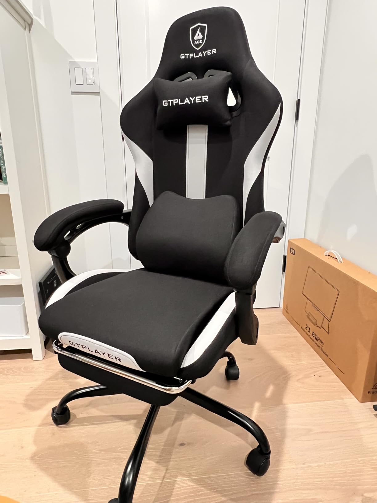 GTPLAYER Gaming Chair with Footrest, Big and Tall Game Chair 350lb Racing Style Computer Chair, Ergonomic Executive Office Chair High Back with Lumbar Support and Recliner, Light Gray customer photo 2