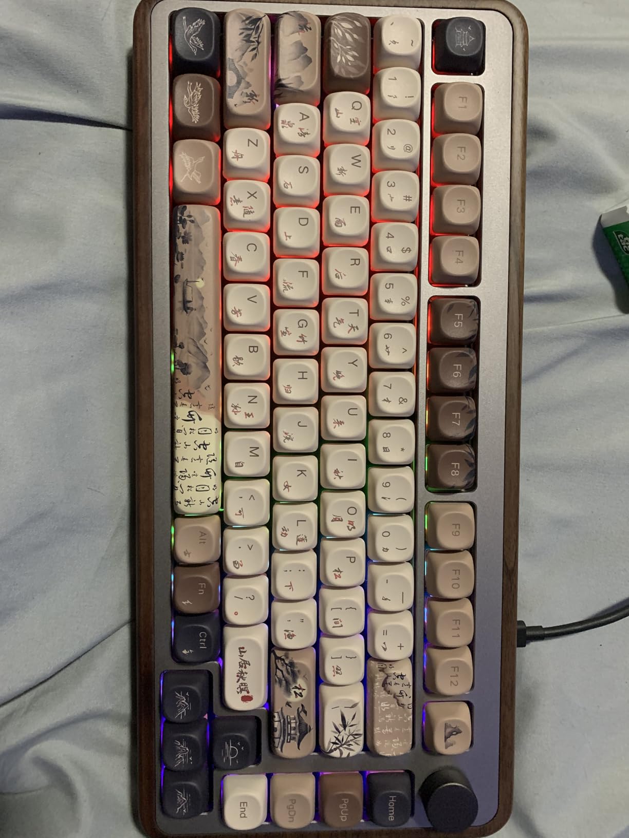 Akko MU02 Mechanical Keyboard with Walnut Wooden Case 75% RGB 2.4G Wireless/Bluetooth/Wired Hot-Swappable Gaming Keyboard with PBT Dye-Sub Keycaps for Mac & Win (Mountain Seclusion, Rosewood Switch) customer photo 2