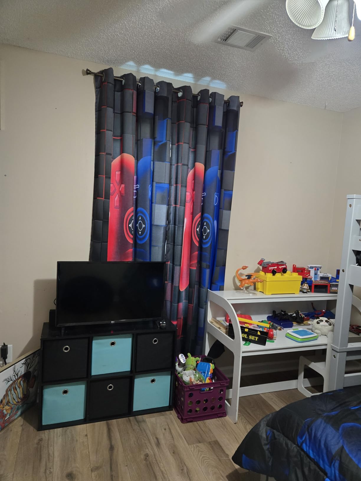 PERFEMET Gamer Blackout Curtains for Boys Room 2 Panels Black Red Gaming Controller Kids Teens Curtain Drapes Cool Darkening Bedroom Living Room Grommet Window Drapes (Red, 52x84inch) customer photo 2