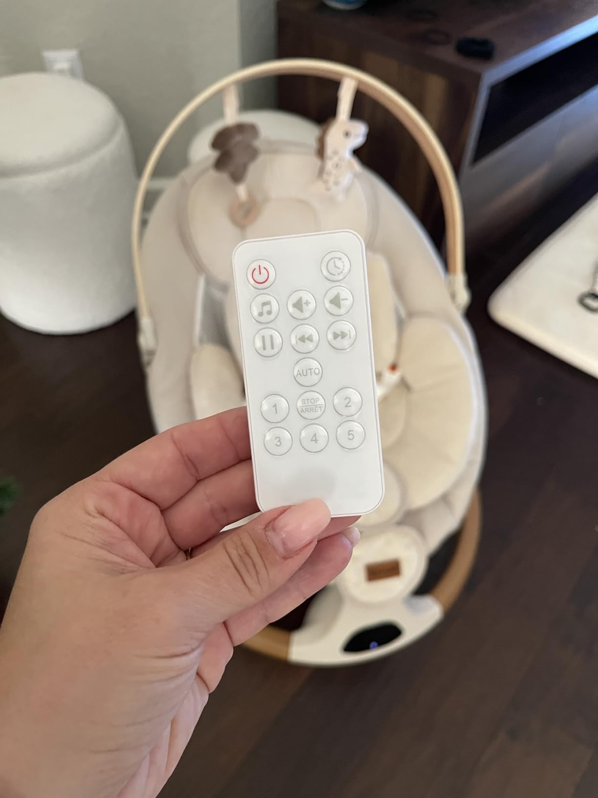 Baby Swings for Infants, Monamii Baby Swing, Bluetooth Infant Swing with Music Speaker, 5 Speeds and Remote Control, Indoor & Outdoor Use (Black) customer photo 2