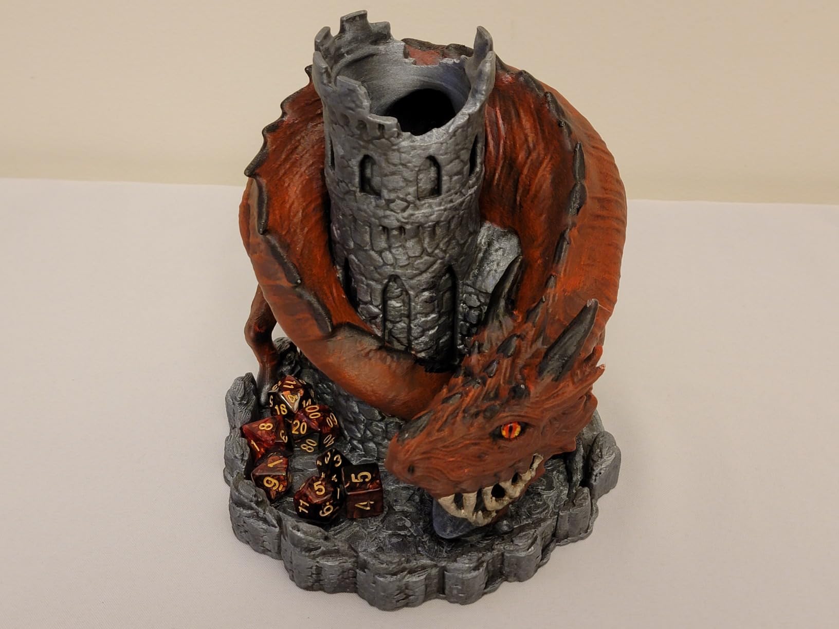 Red Dragon Castle Dice Tower（with 7Pcs Polyhedral Dice）,for Tabletop Games, D&D and RPG Games,Dungeons and Dragons,DND Dice Tower,Perfect Table Decoration & Party Surprise Gifts customer photo 2