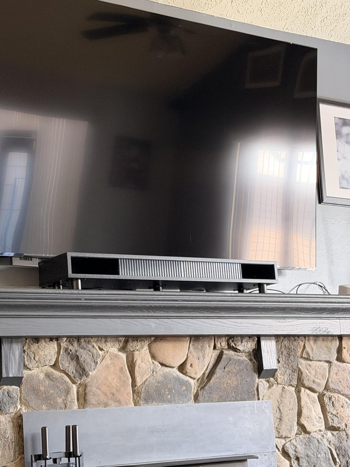 Fenge Dual Monitor Stand, 42.5inch Long Monitor Stands Riser for 2 Monitors, Sliding Door with Storage Organizer Stand for Desk, 2 Tier Desk Shelf for Laptop, Pc, Printer, Computer, TV customer photo 2