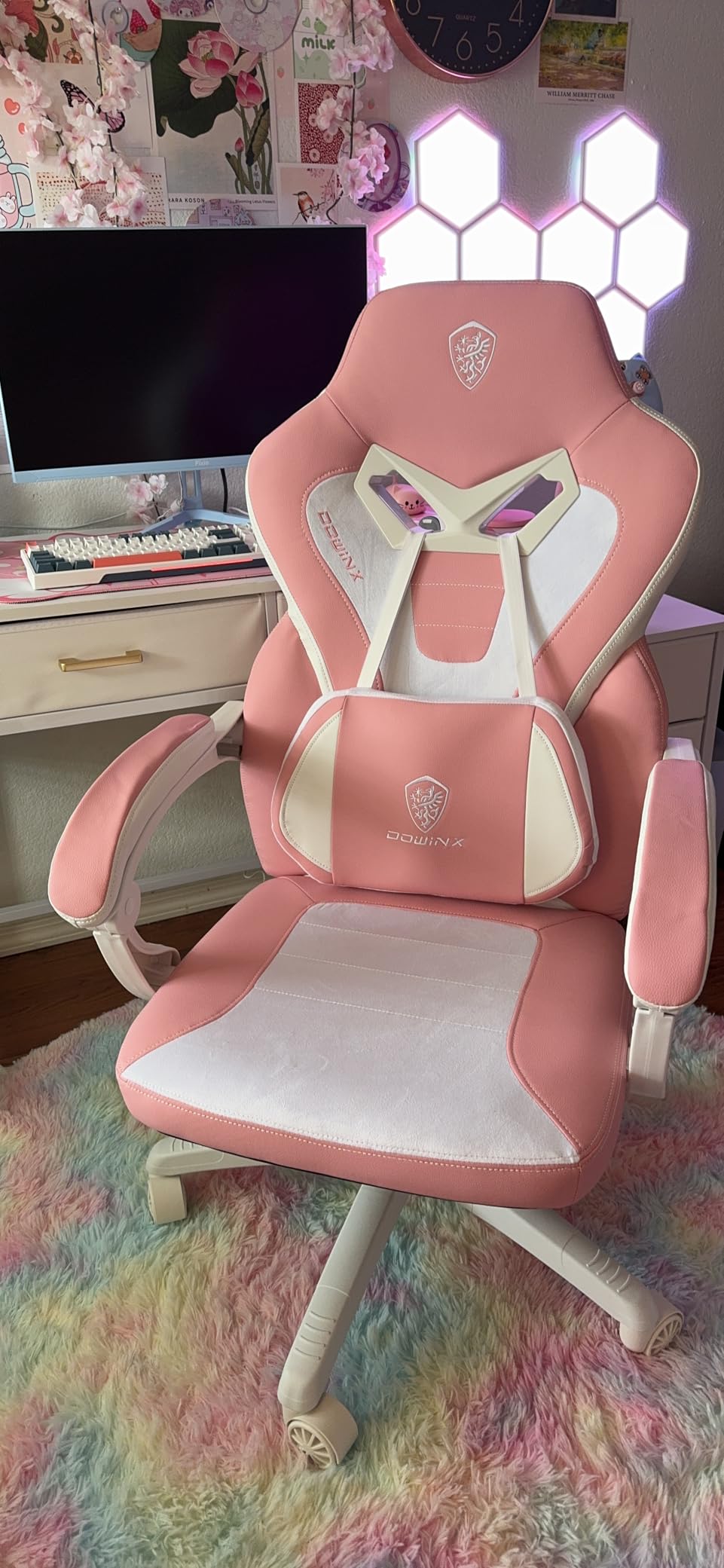 Dowinx Gaming Chair with Footrest, Game Chair for Heavy People, Gamer Chair for Adult with Massage, Computer Gaming Chair with PU, PC Game Chairs for 200lbs (Black) customer photo 2