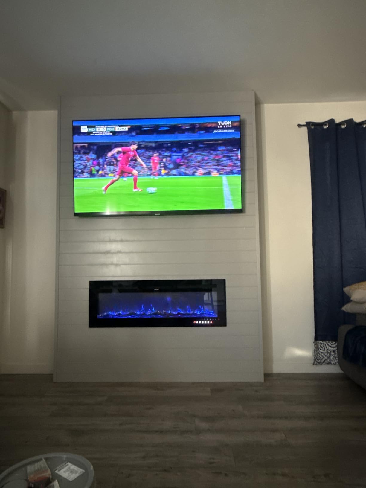 EUHOMY 50 Inch Electric Fireplace Wall Recessed and Wall Mounted with Adjustable Flame Color, Fireplace Heater with Remote Control, Linear Fireplace with Timer, Touch Screen, Log & Crystal, 750/1500W customer photo 2