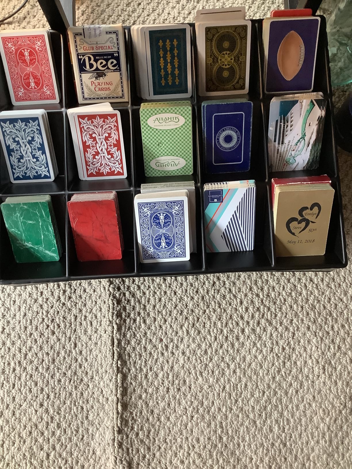 Storage Standard Card Sorting Tray - Stackable Trading Cards Organizer - 15-Compartment Tray Sorter for Organizing Raw, Sleeved or Toploaders - Includes Organization Insert Dividers customer photo 2