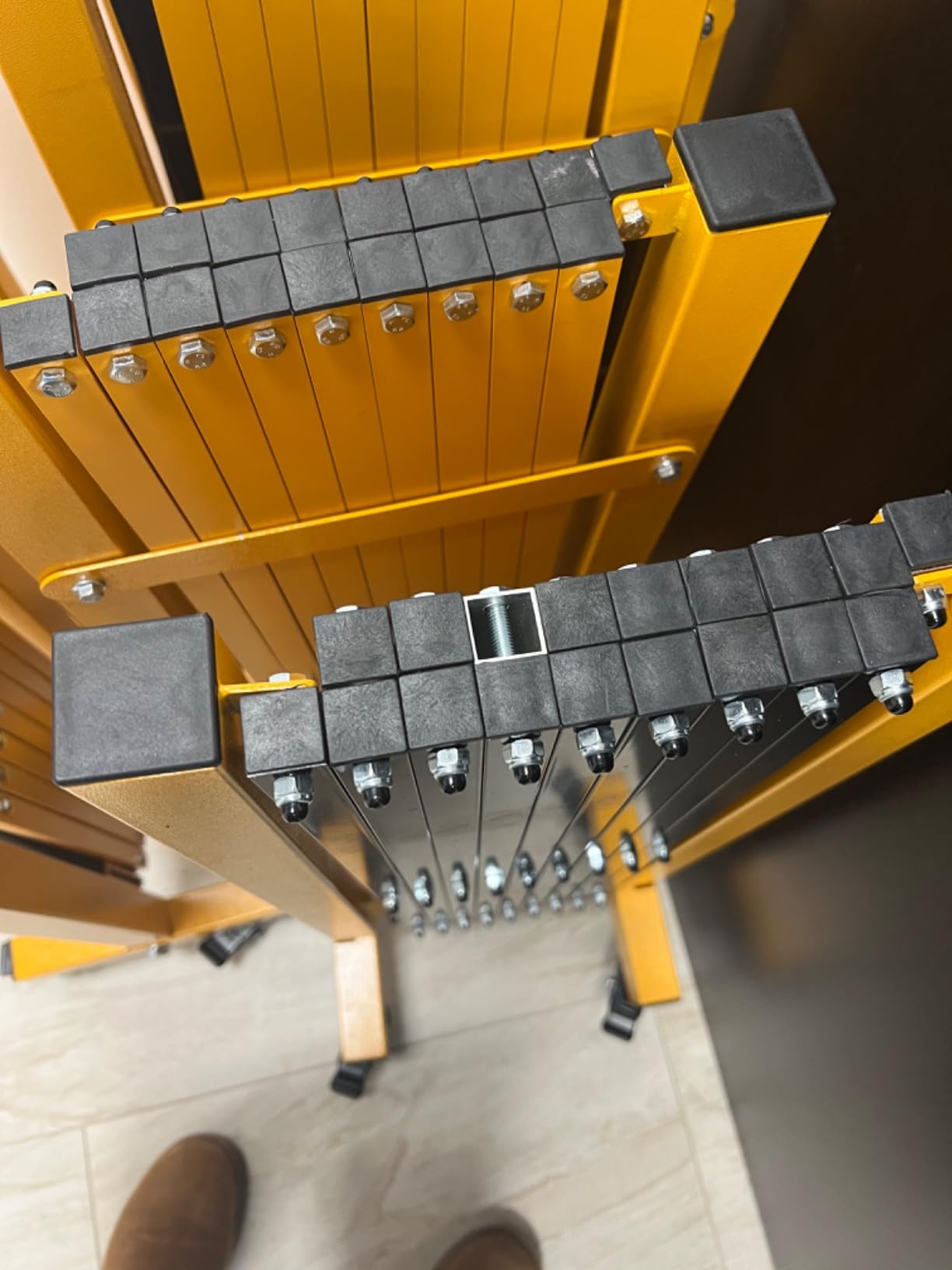 11.5FT Expandable Barricade Gate, Expandable Metal Barricade Gate Alloy Fence with Wheels, Retractable Crowd Control, for Industrial or Residential Use (Yellow, 11.5FT) customer photo 2