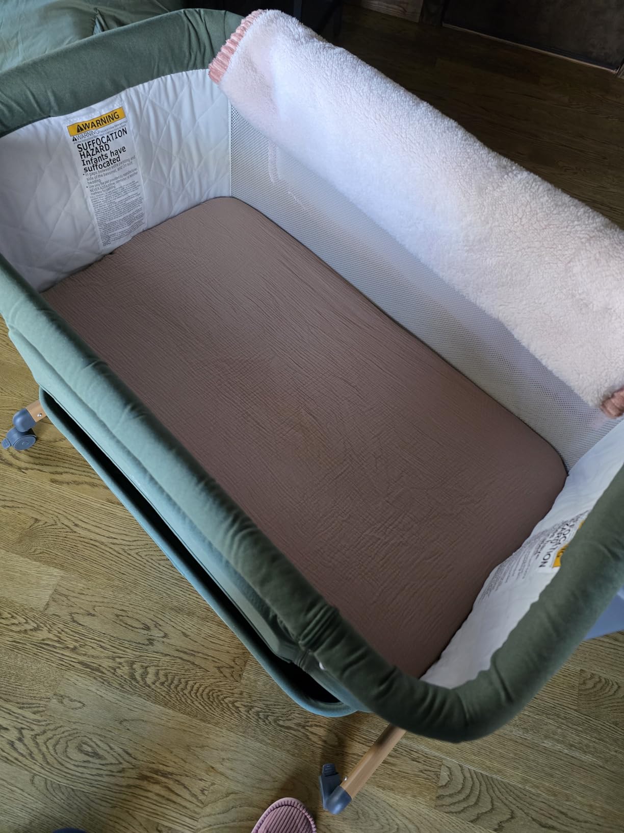 3 in 1 Baby Bassinet, Rocking Bassinet, Bedside Bassinet, 6-Height Adjustable, Bassinet Bedside Sleeper, Bedside Bassient for Baby with Comfy Mattress, Breathable Mesh, Large Storage Basket customer photo 2