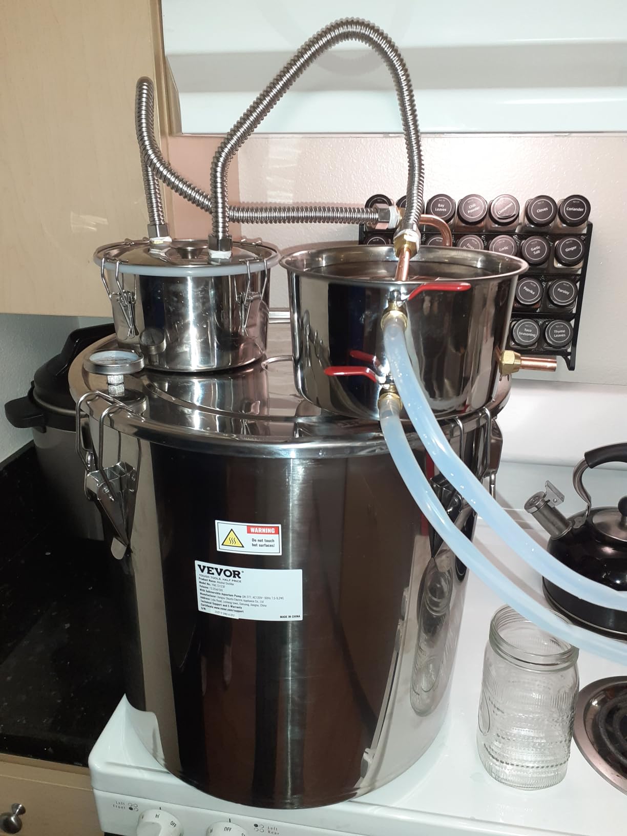 VEVOR Alcohol Still 5GAL/20L, Alcohol Distiller with Thumper Keg, Distillery Kit for Alcohol with Copper Tube & Build-in Thermometer & Water Pump customer photo 1