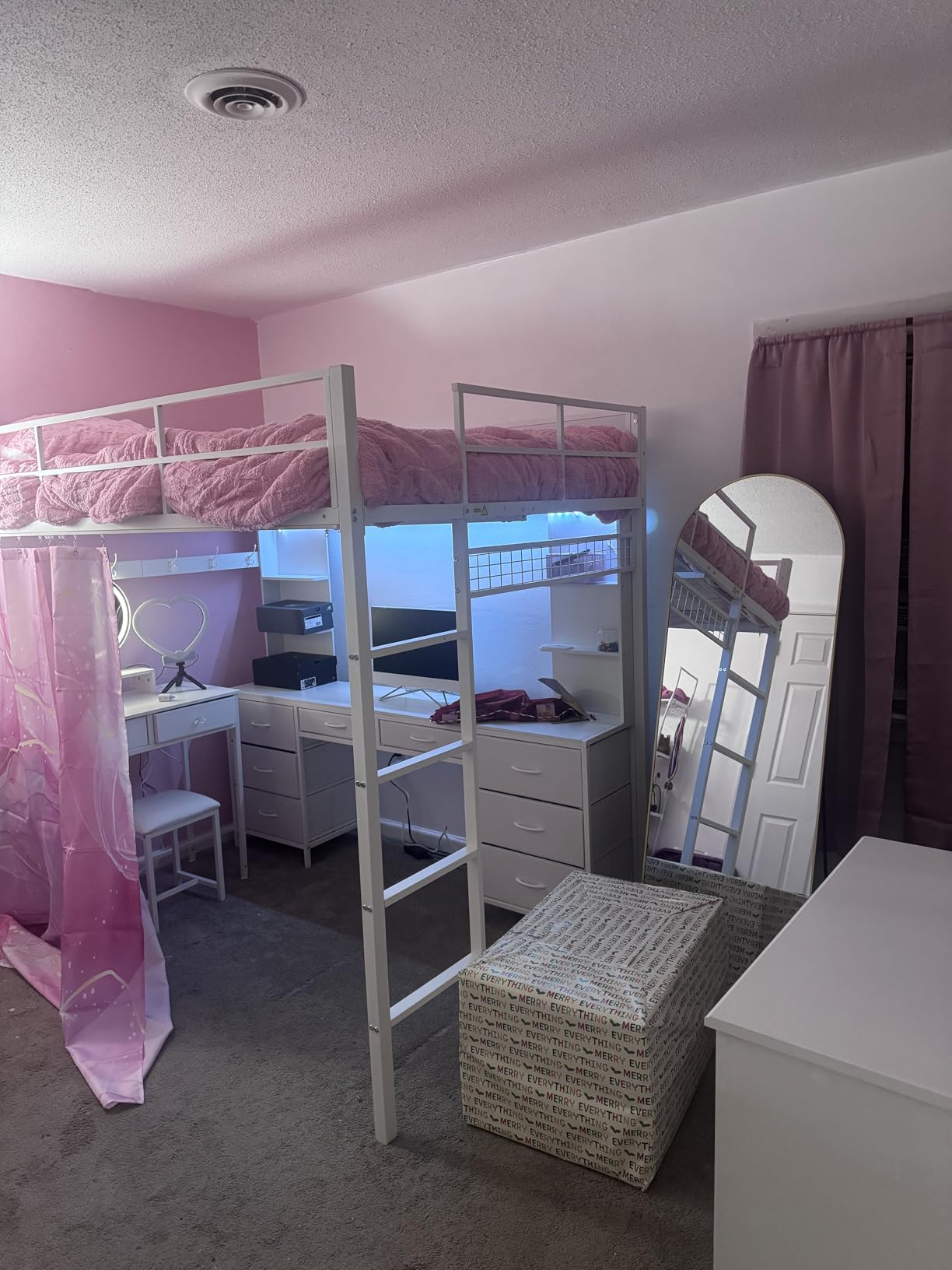 ADORNEVE Full Size Loft Bed with Desk and 8 Storage Drawers, Metal Loft Beds Full with LED Lights & Charging Sation, Heavy Duty Loft Bed Frame with 6 Storage Shelves, Space-Saving, Rustic Brown customer photo 1